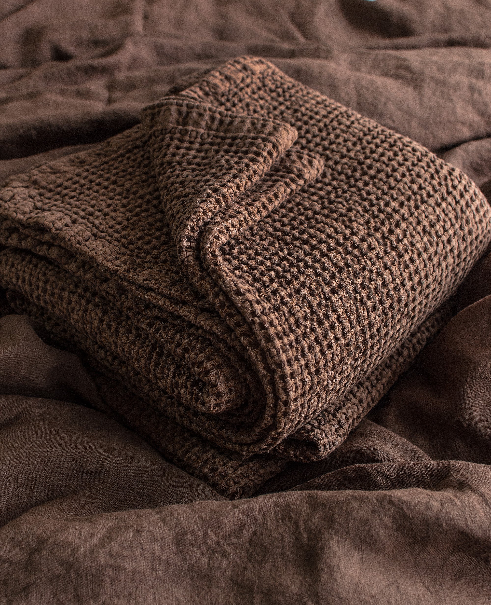 Waffle Blanket in Walnut