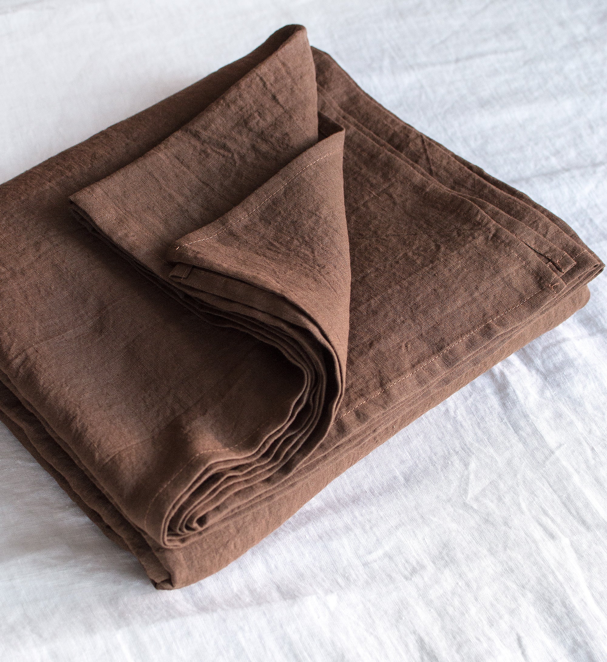 Linen Flat Sheet in Walnut