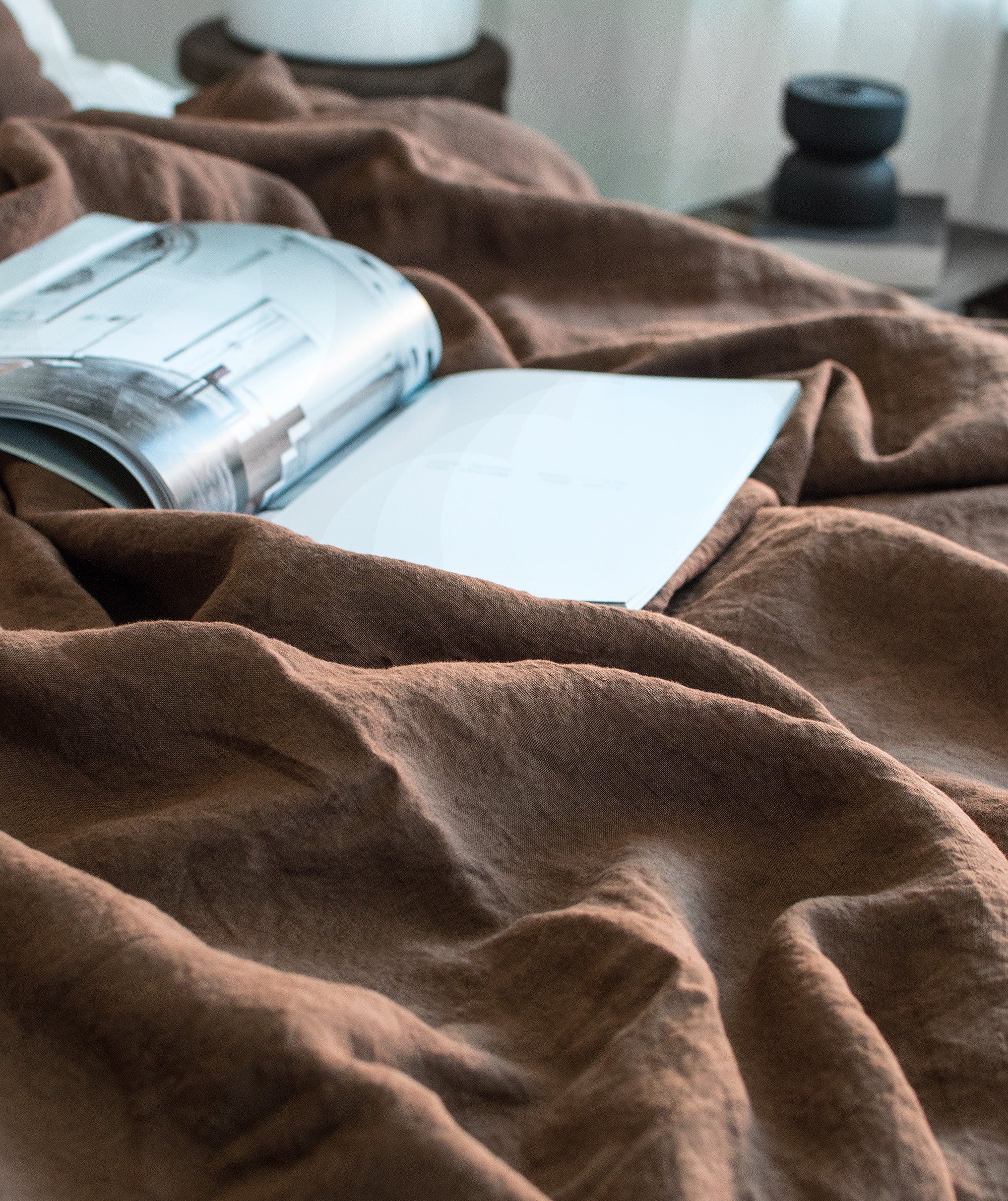 Linen Flat Sheet in Walnut