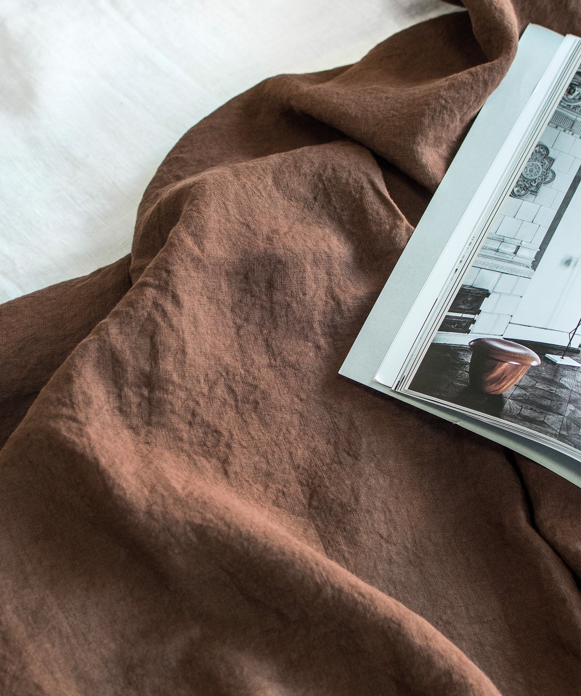 Linen Flat Sheet in Walnut