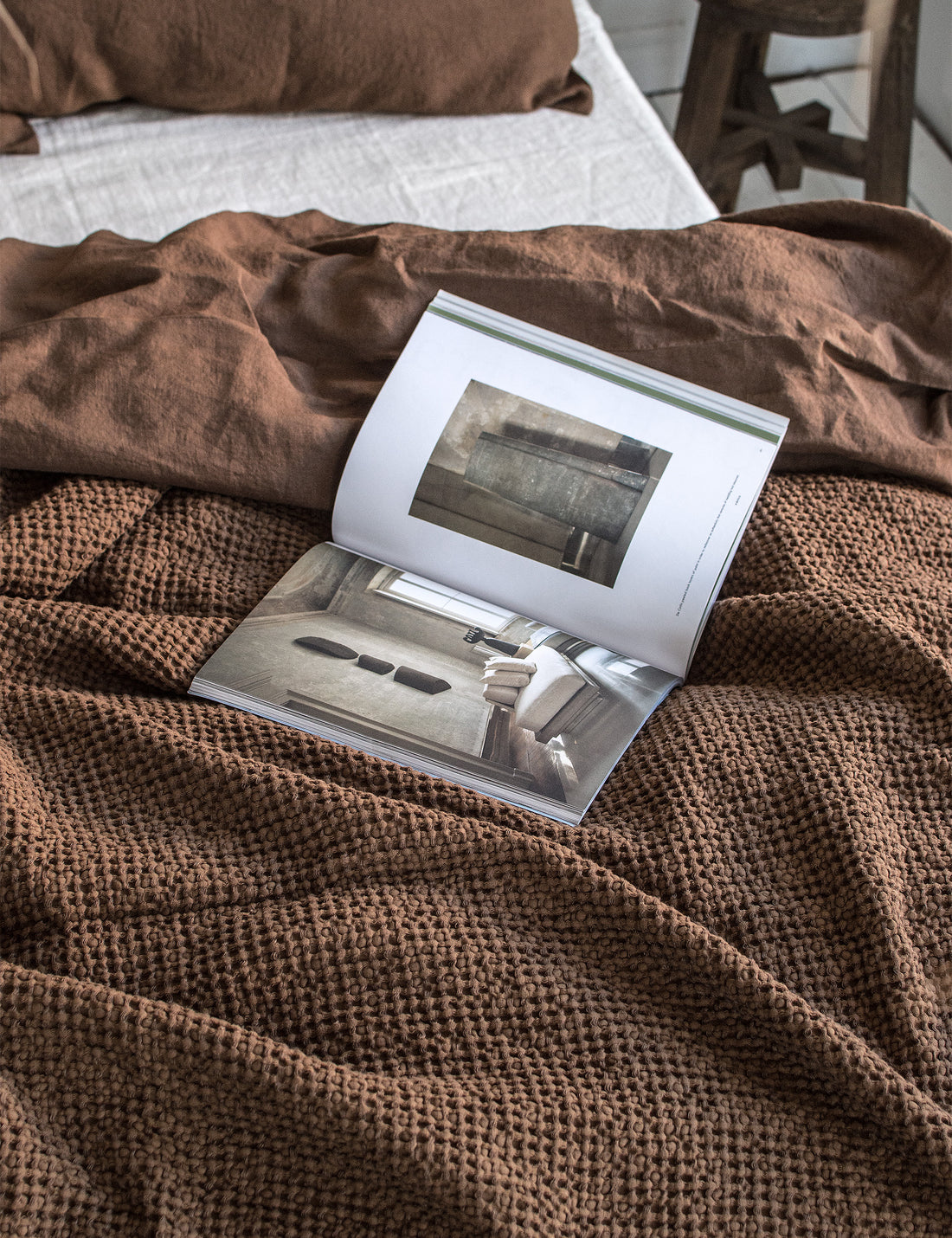 Linen Flat Sheet in Walnut