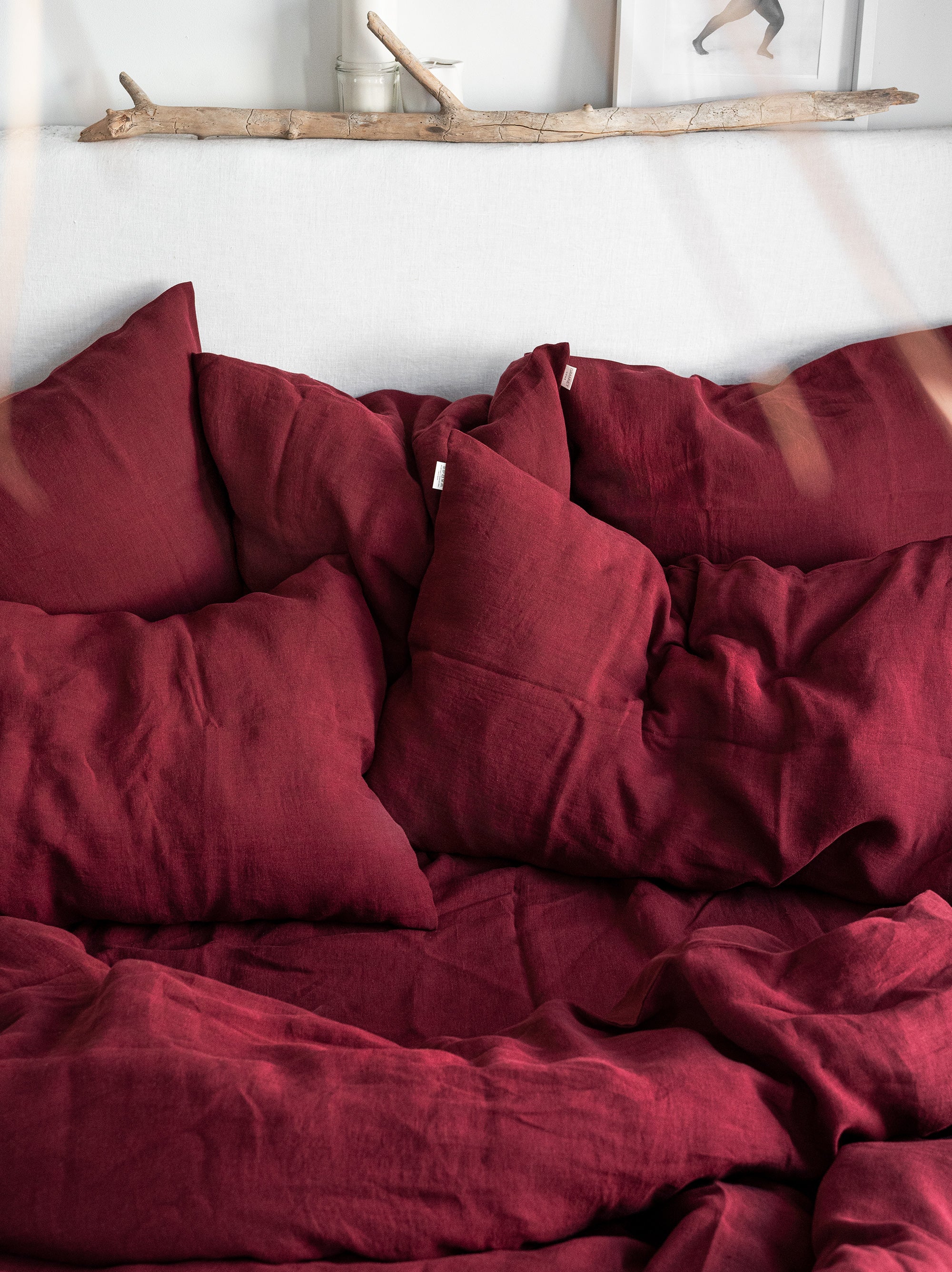 Linen Sheet Set in Maroon
