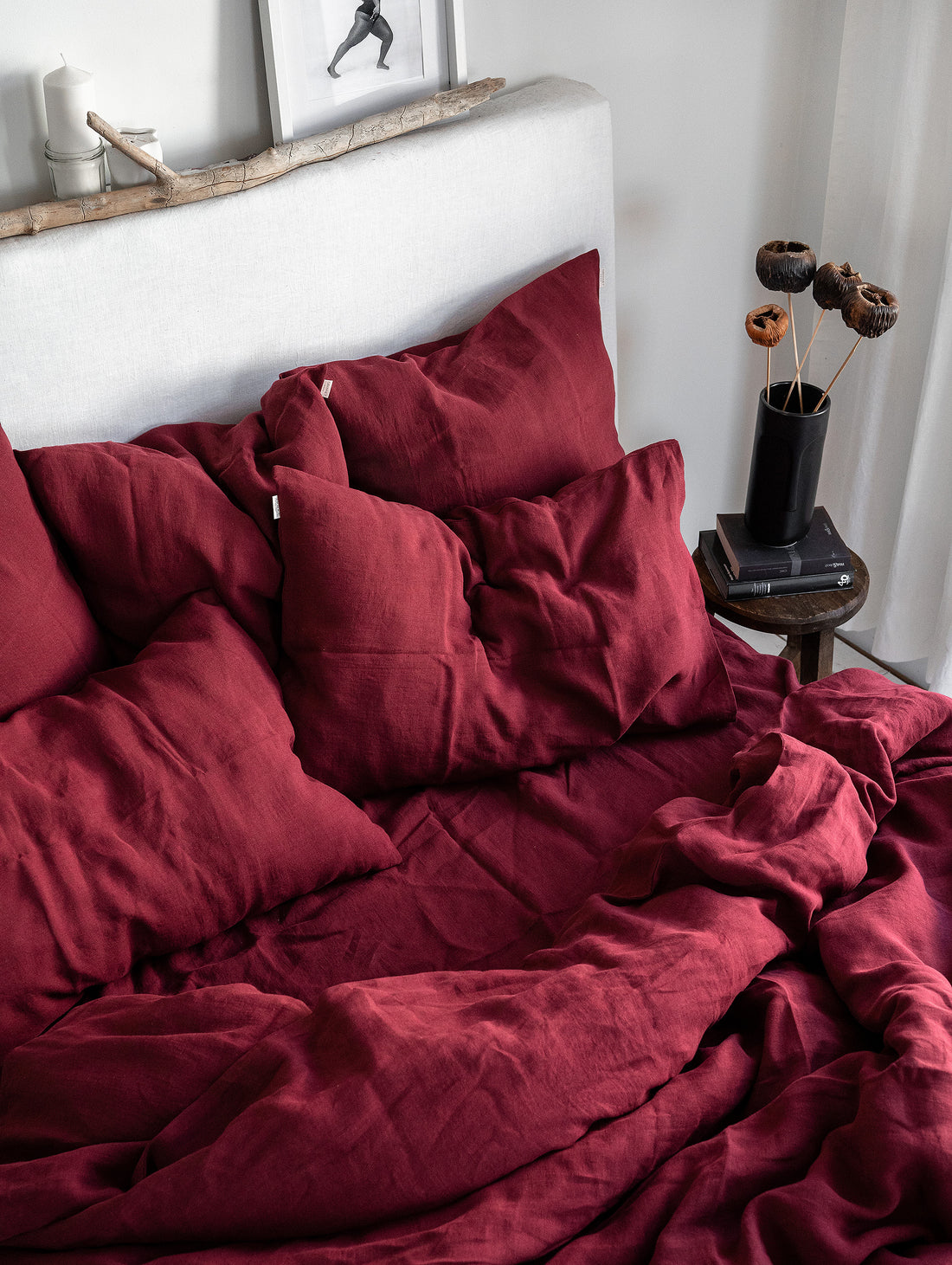 Linen Sheet Set in Maroon