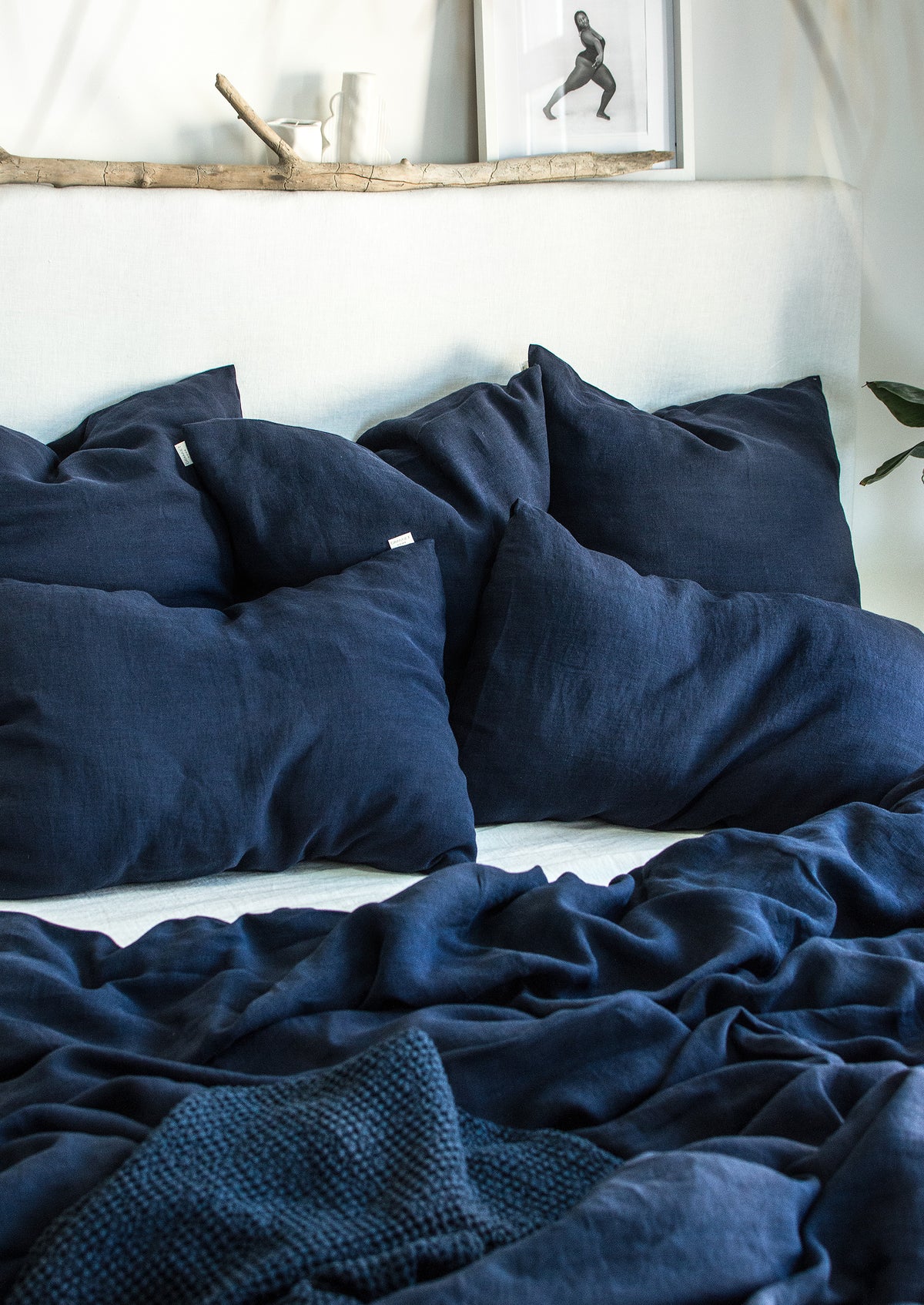 Linen Pillowcase in Midnight Blue