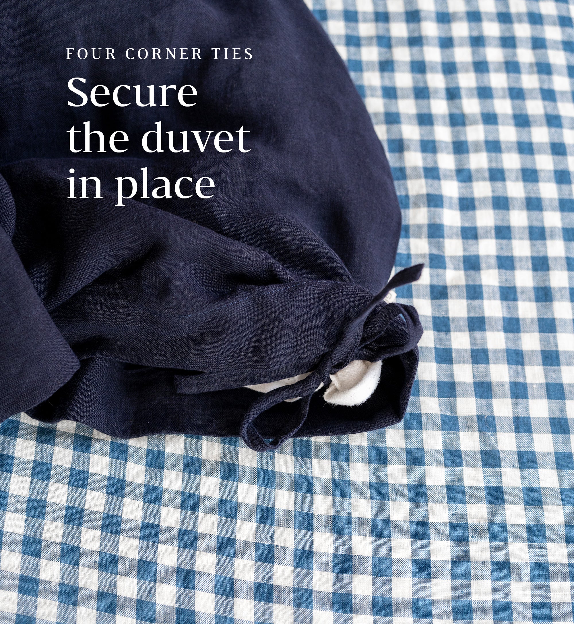 Linen Bedding Set in Midnight Blue - Duvet Cover & 2 Pillowcases