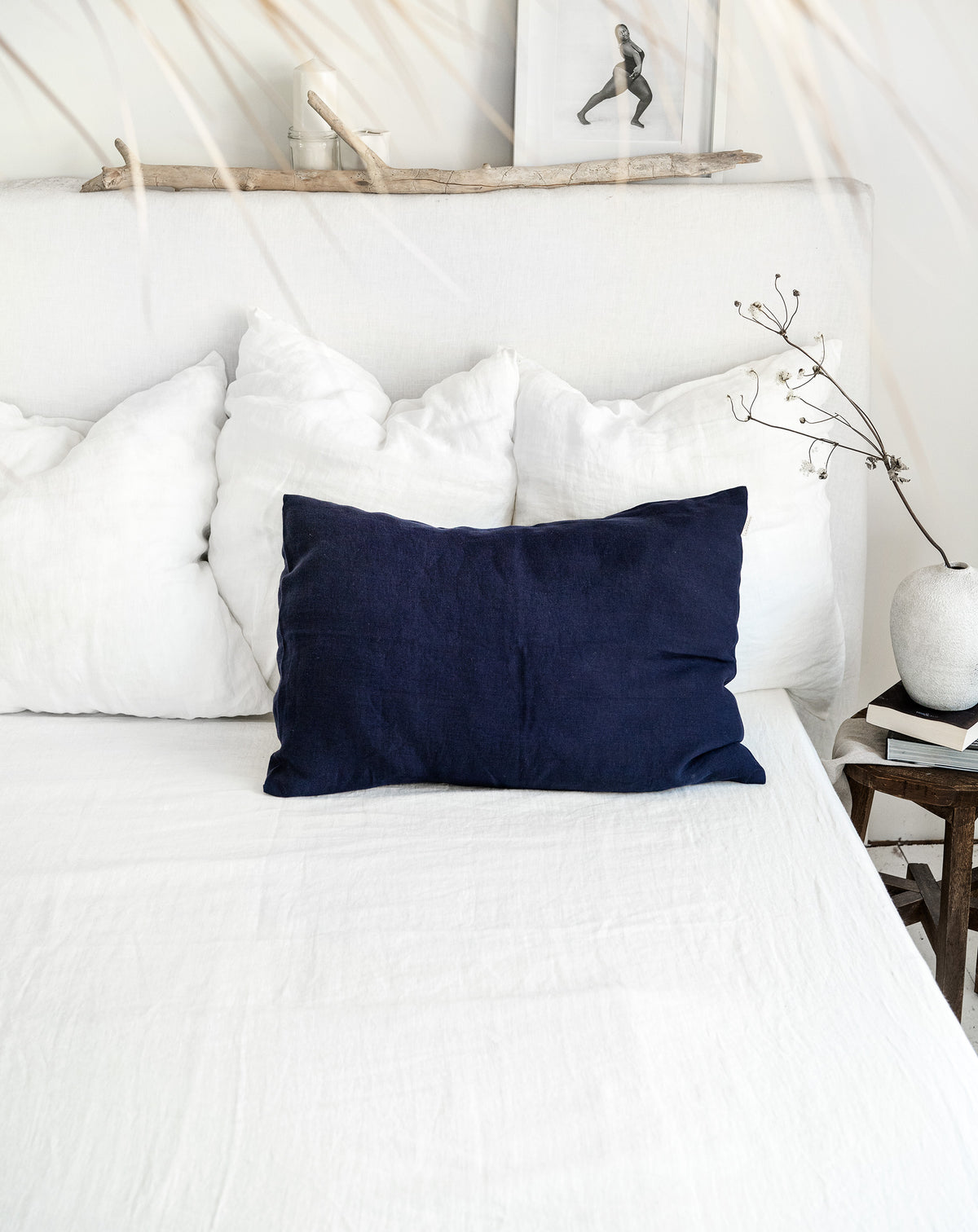 Linen Pillowcase in Midnight Blue
