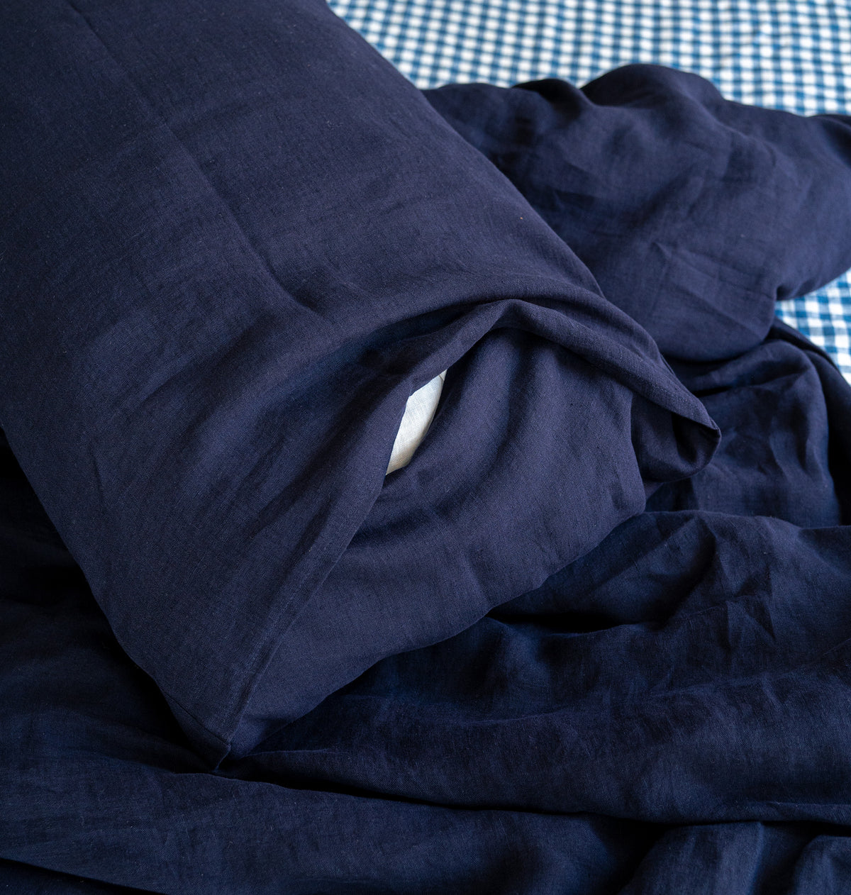 Linen Pillowcase in Midnight Blue