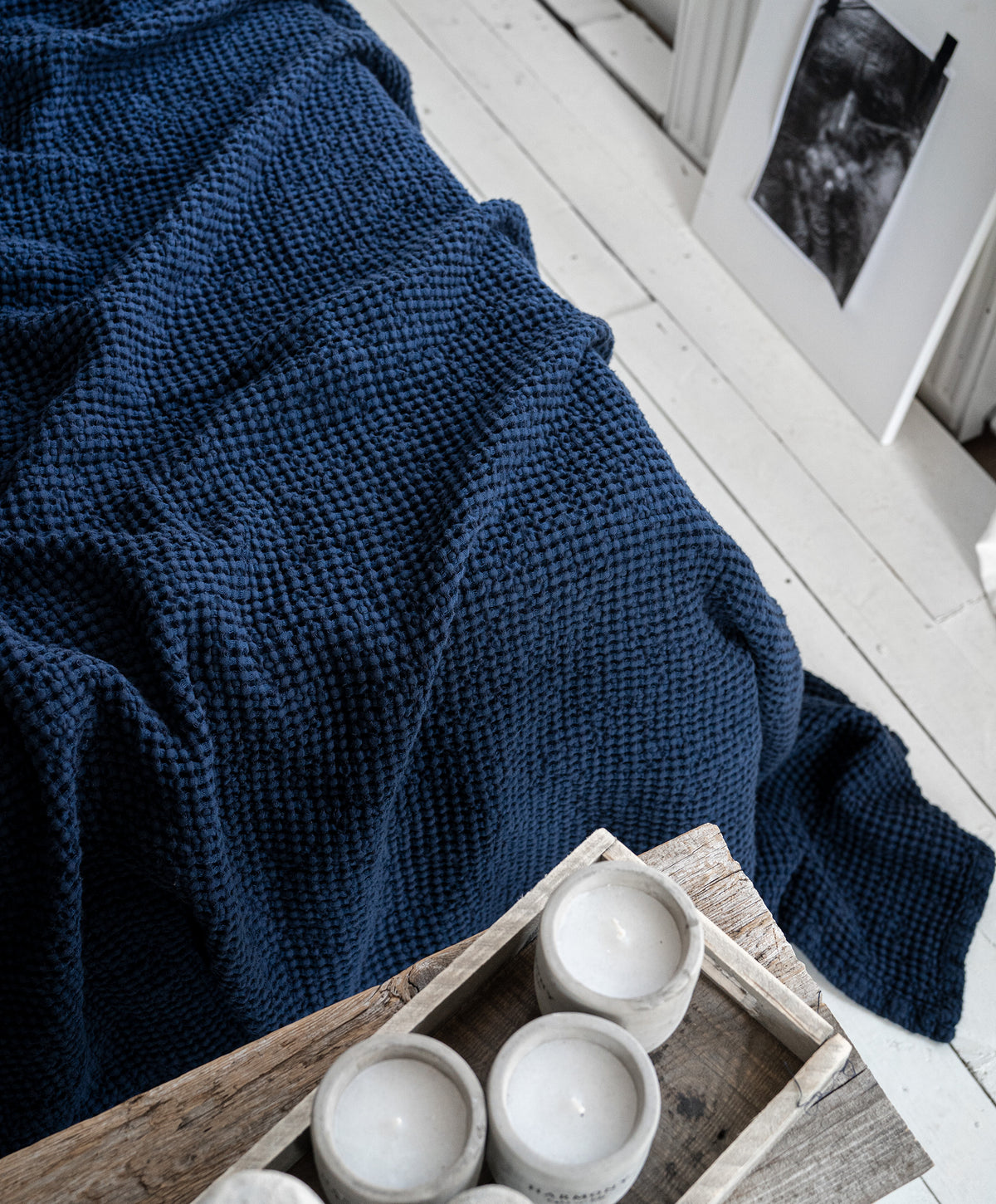 Waffle Blanket in Midnight Blue