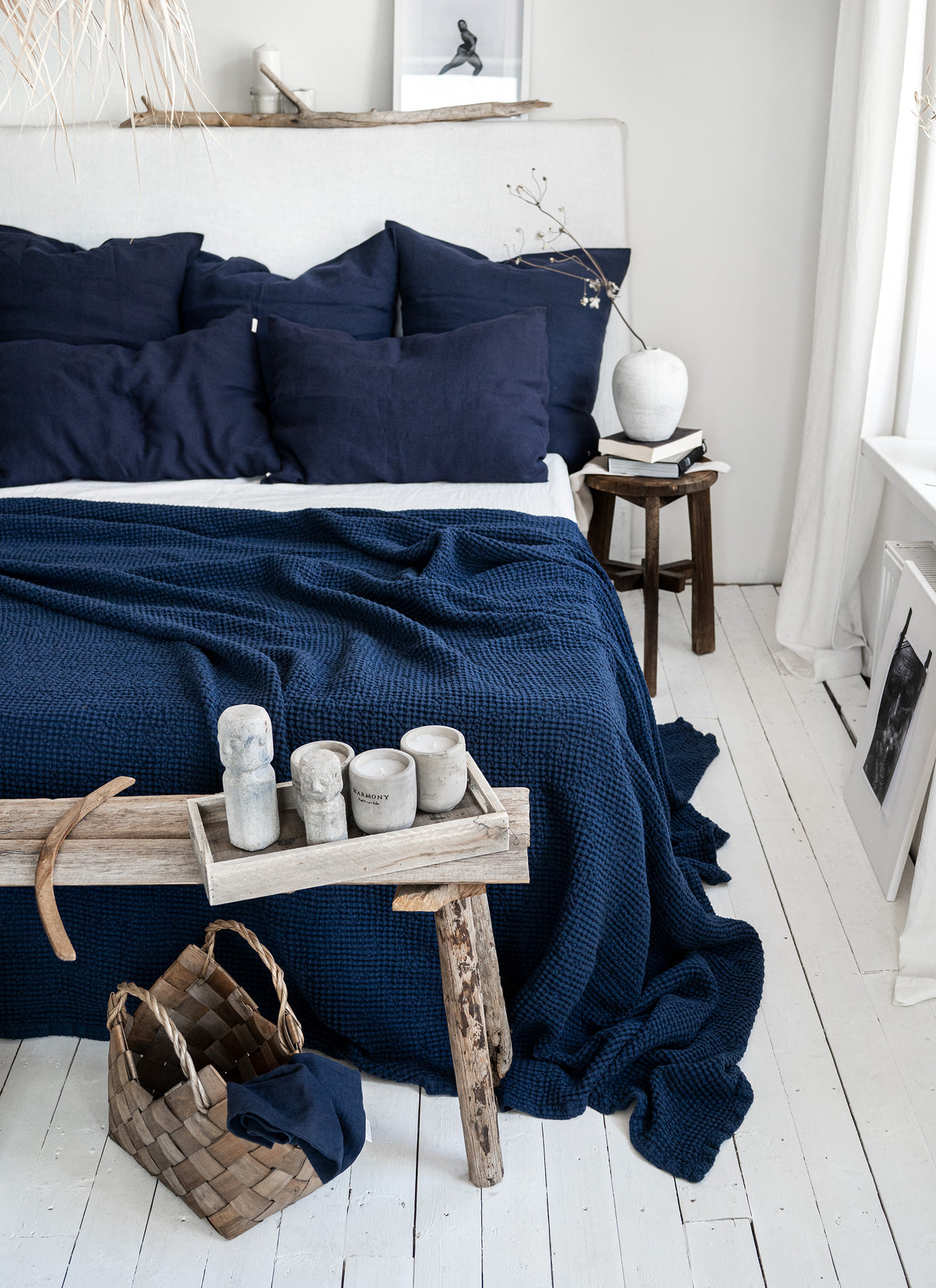 Waffle Blanket in Midnight Blue
