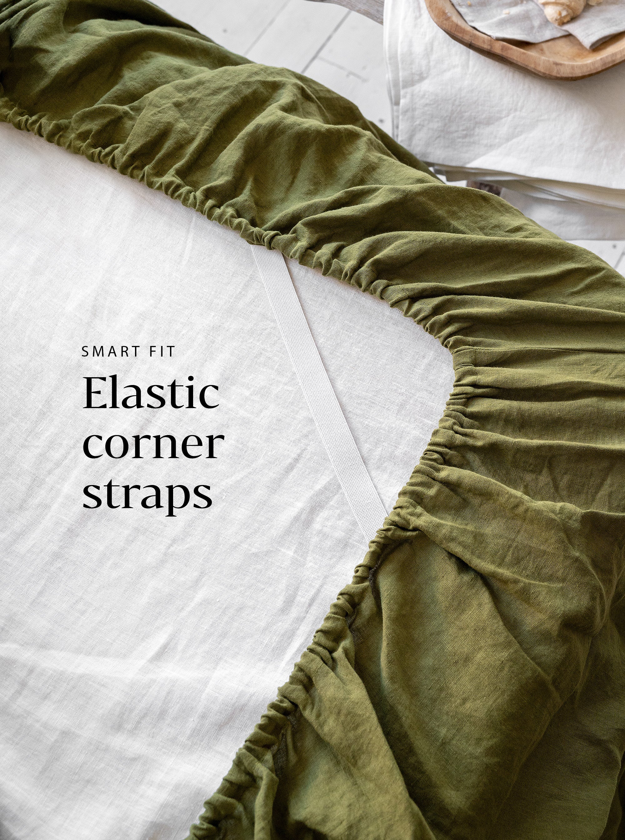 Linen Fitted Sheet in Moss Green
