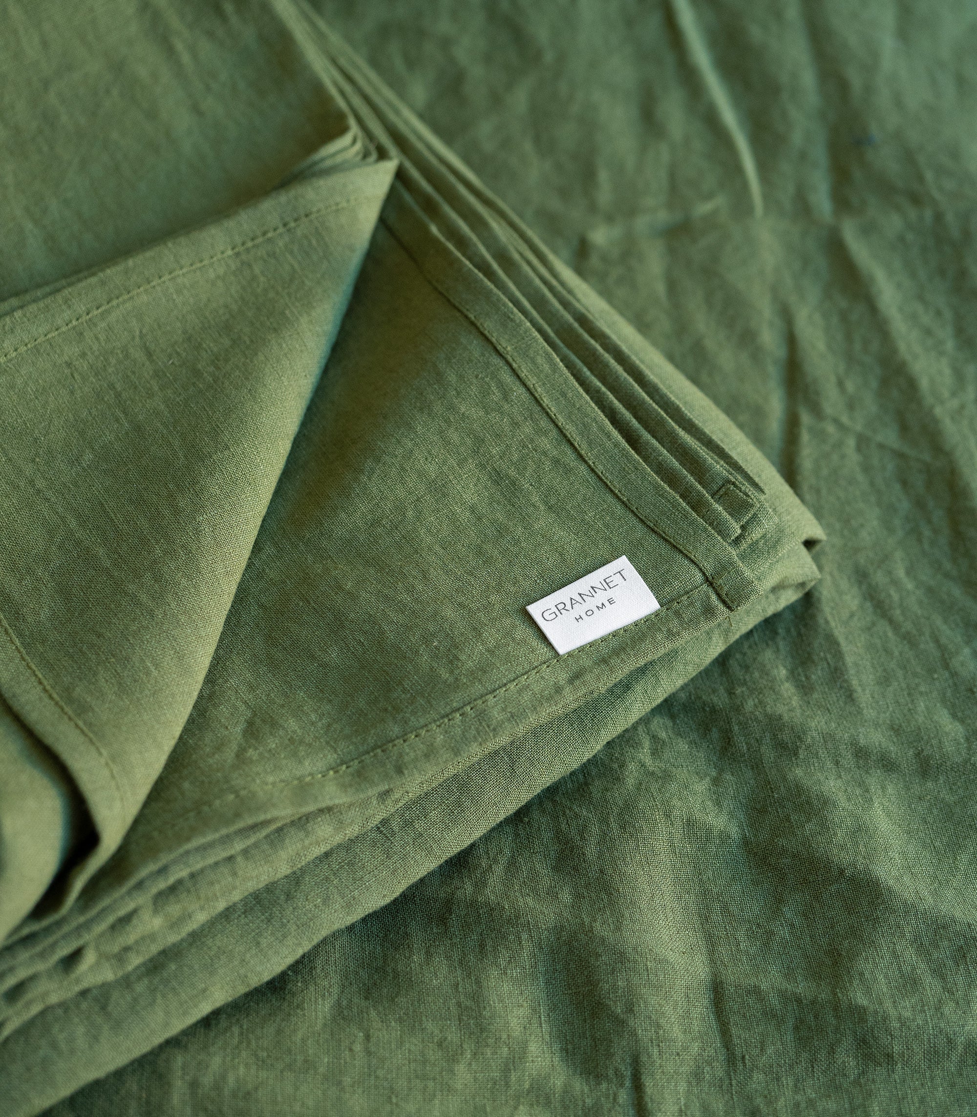 Linen Flat Sheet in Moss Green