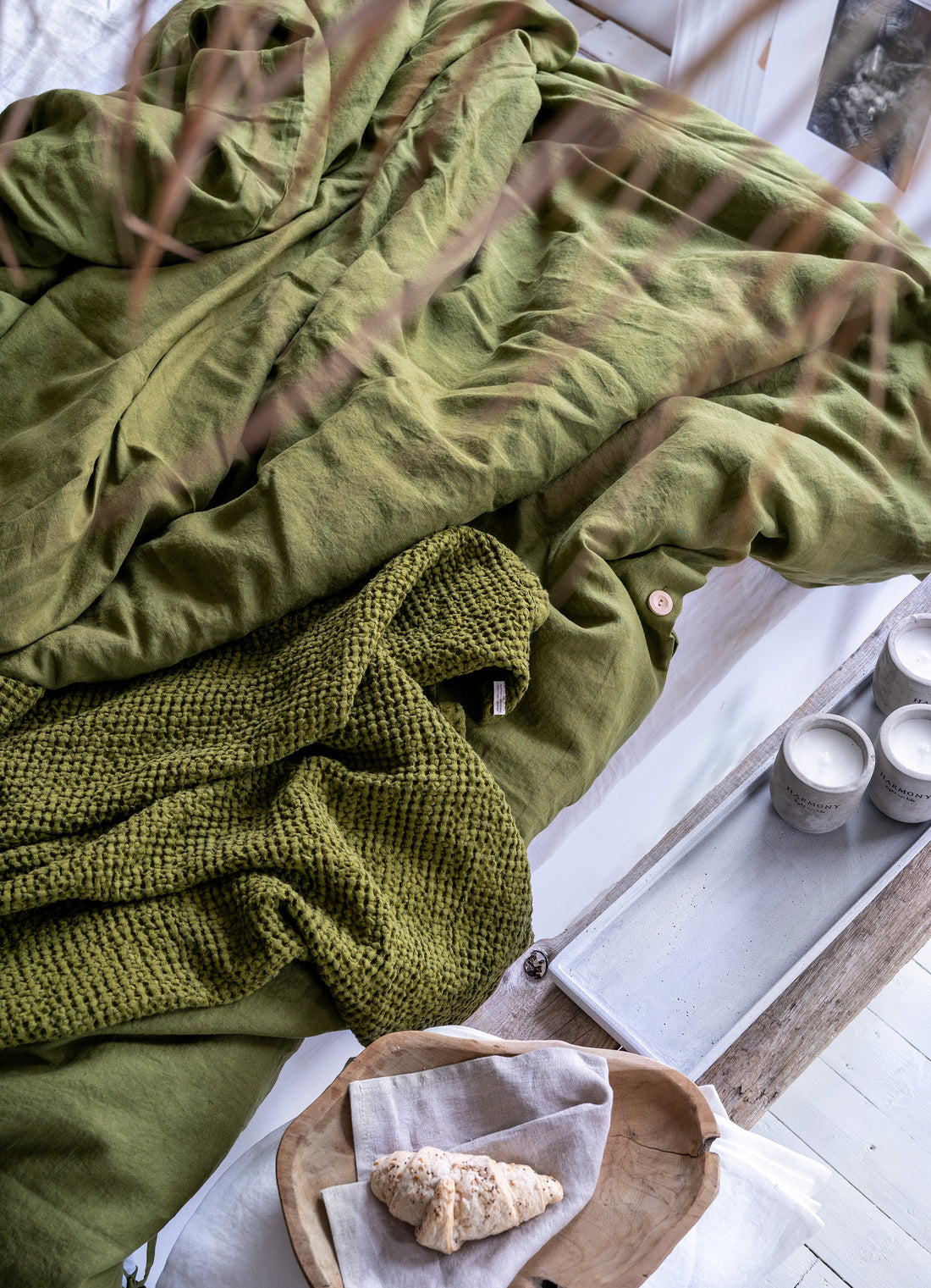 Linen Duvet Cover in Moss Green