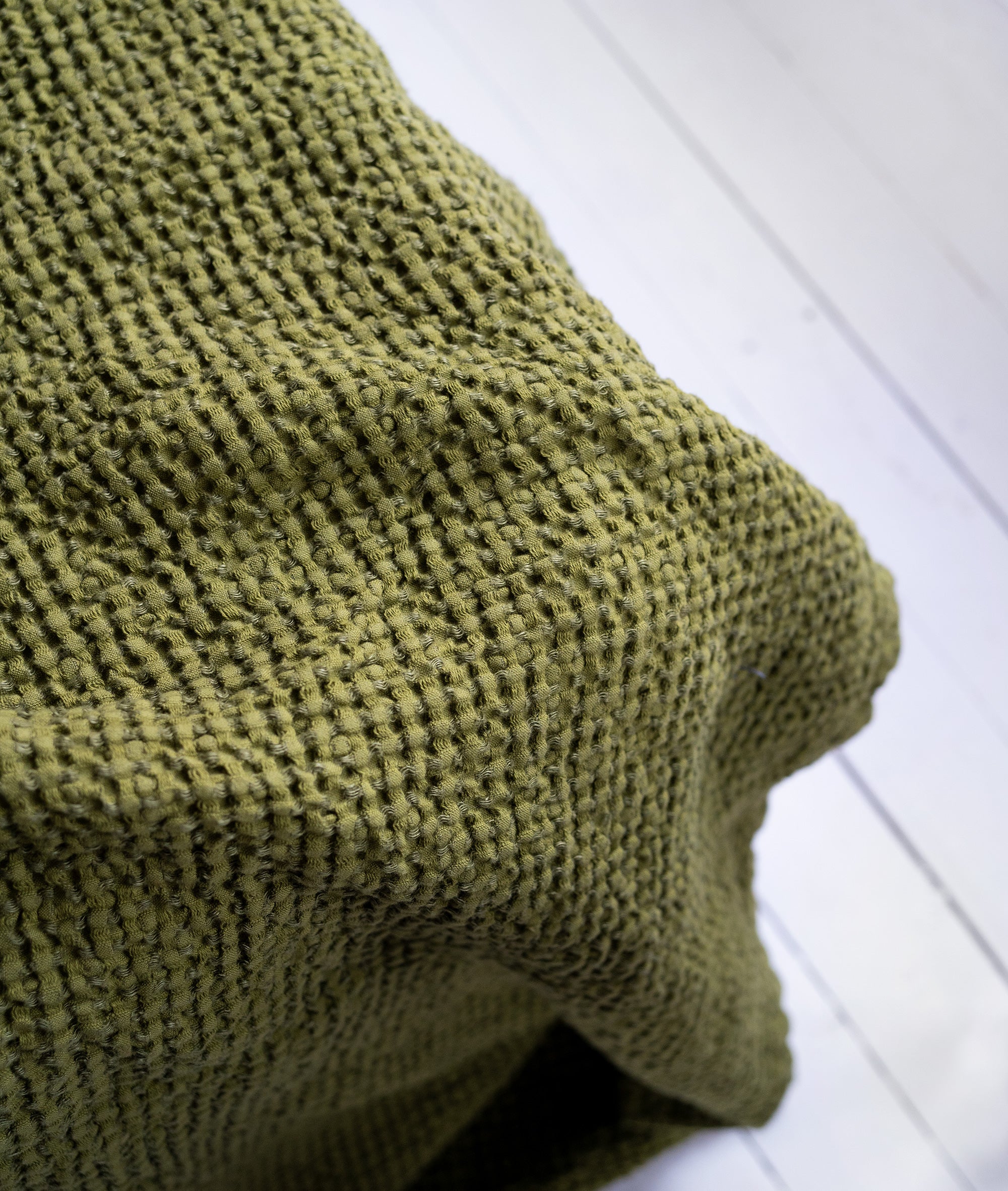 Waffle Blanket in Moss Green