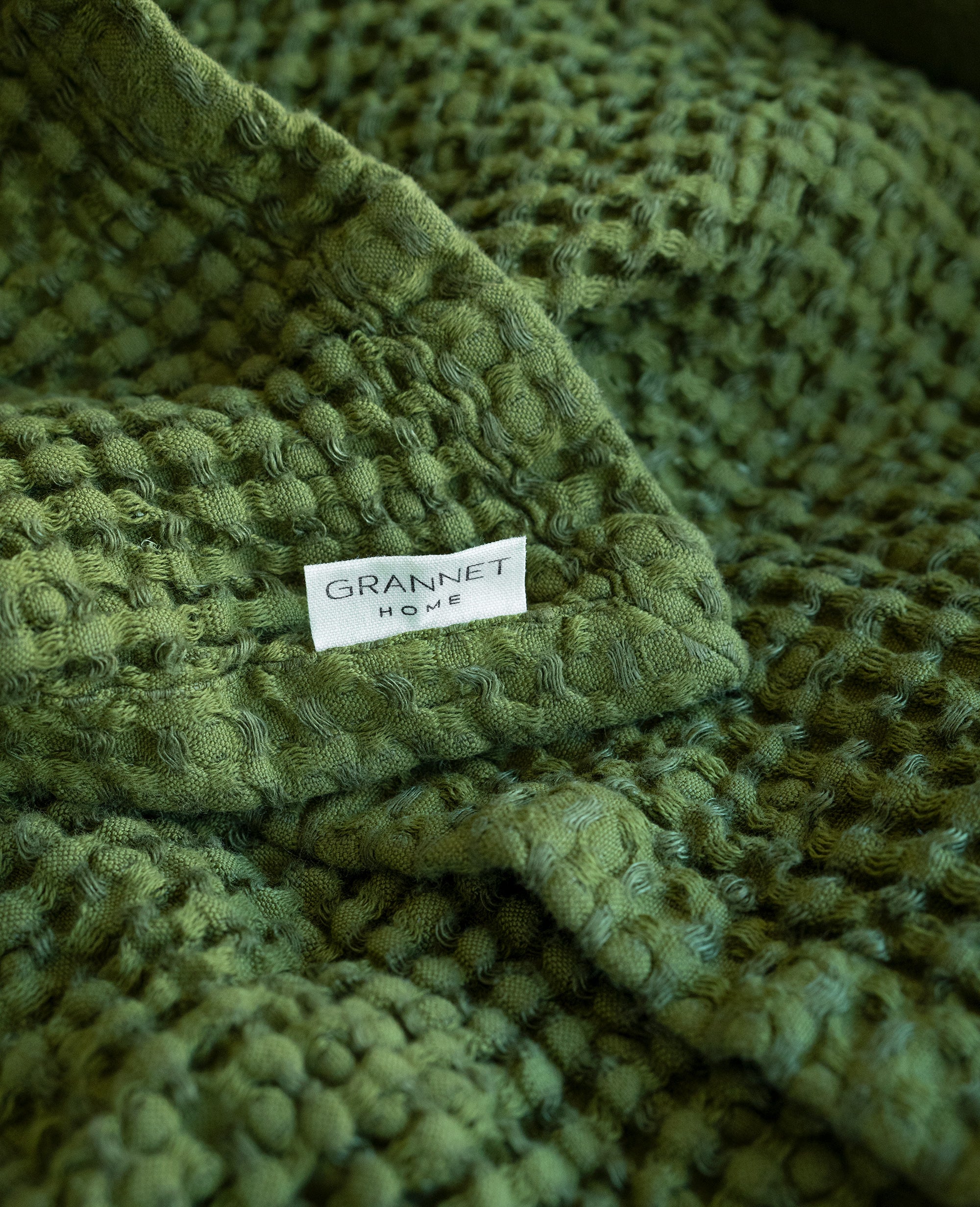 Waffle Blanket in Moss Green