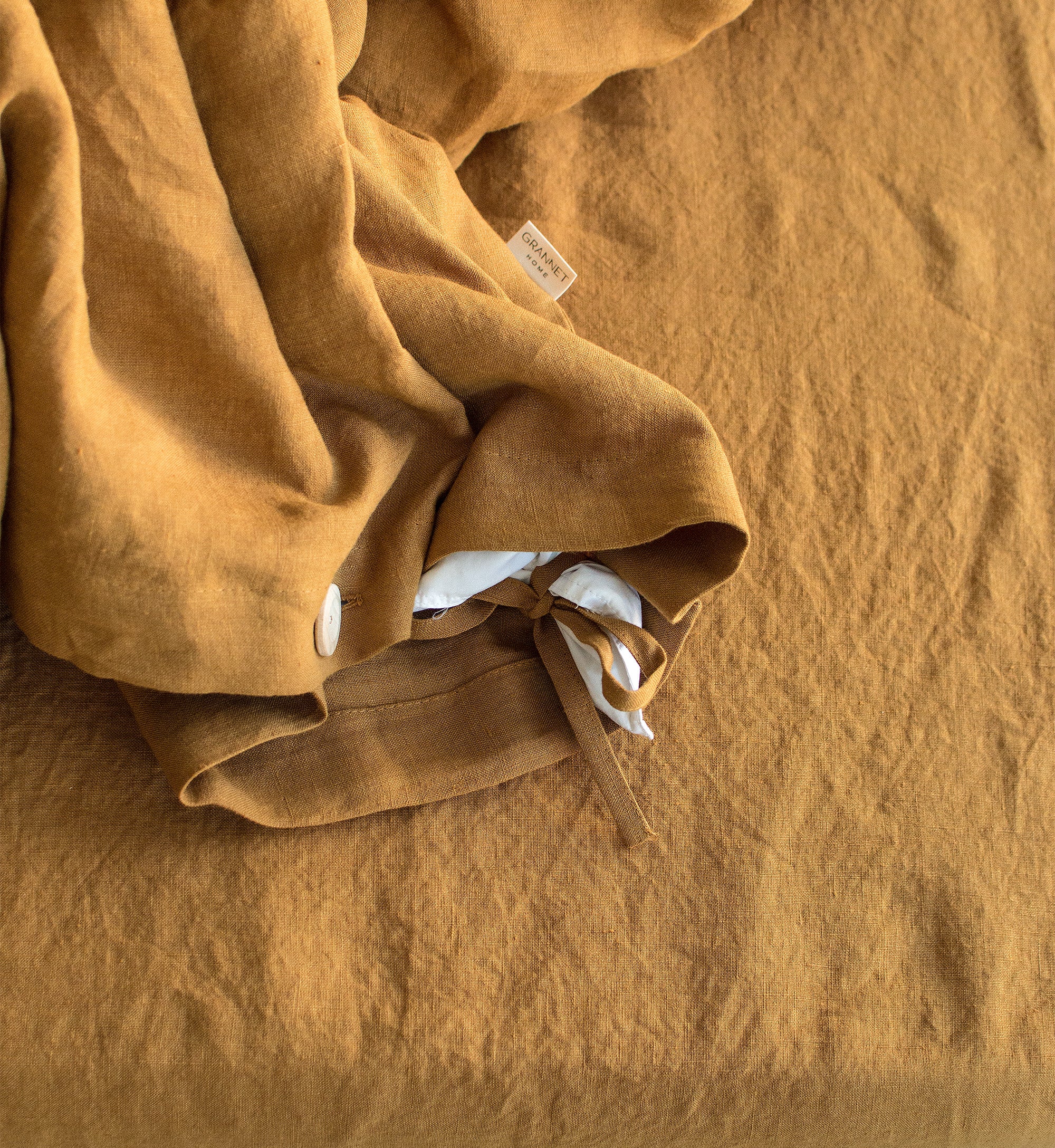 Linen Bedding Set in Mustard - Duvet Cover & 2 Pillowcases