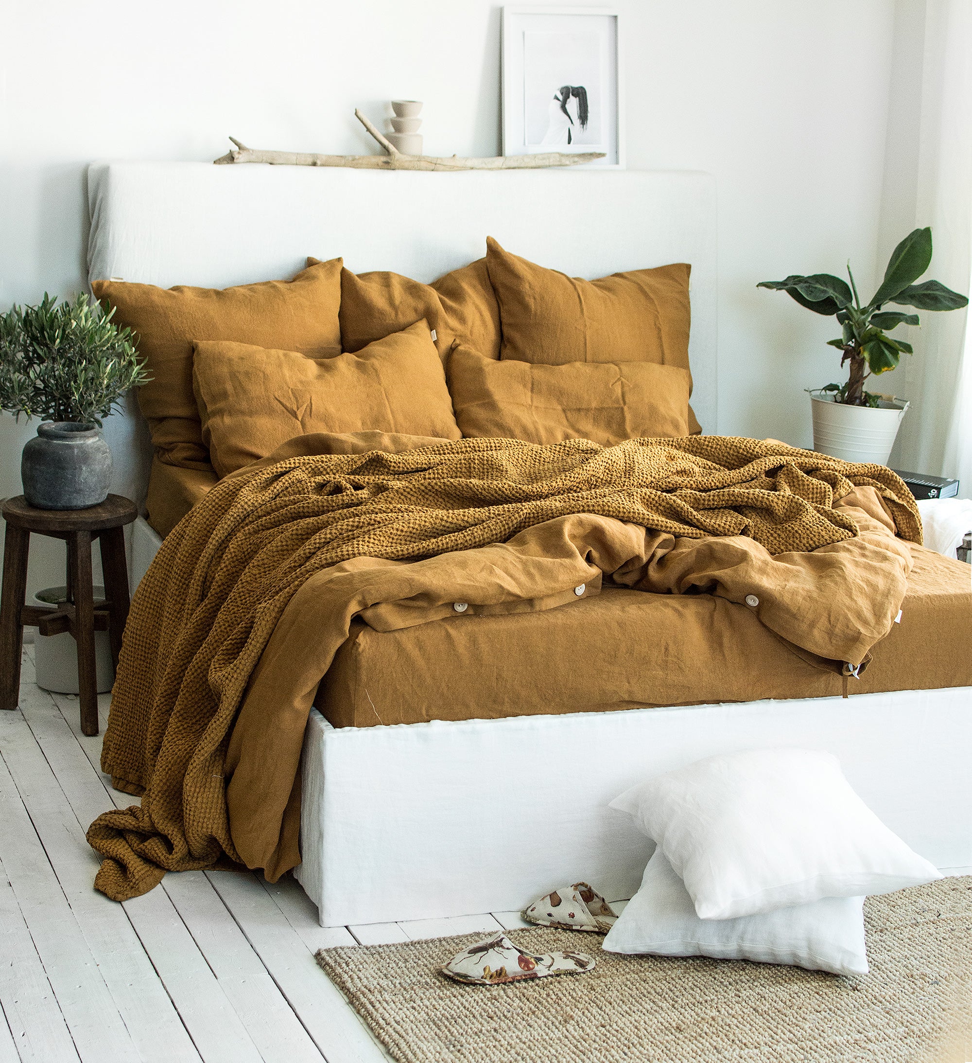 Waffle Blanket in Mustard