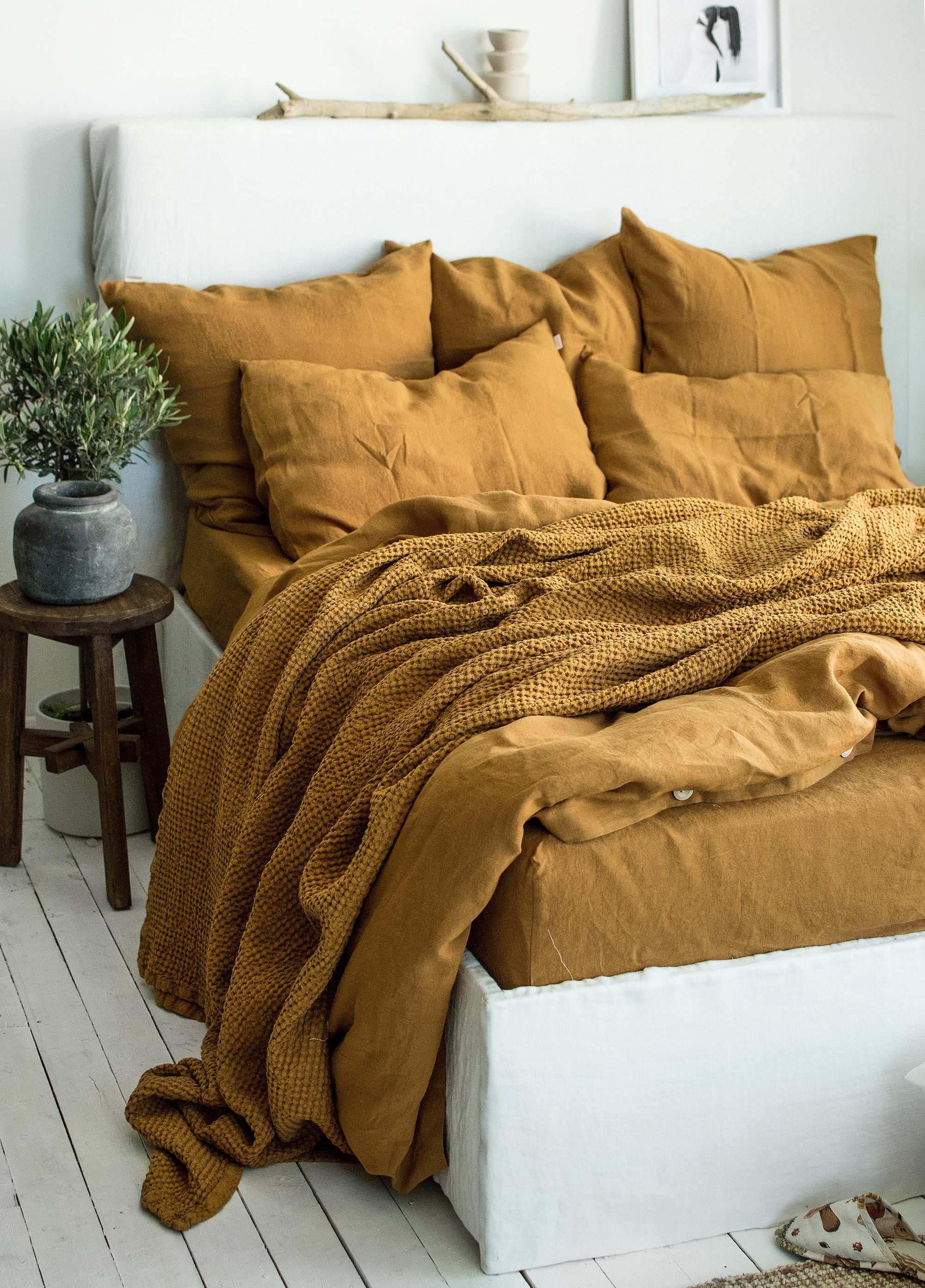 Waffle Blanket in Mustard