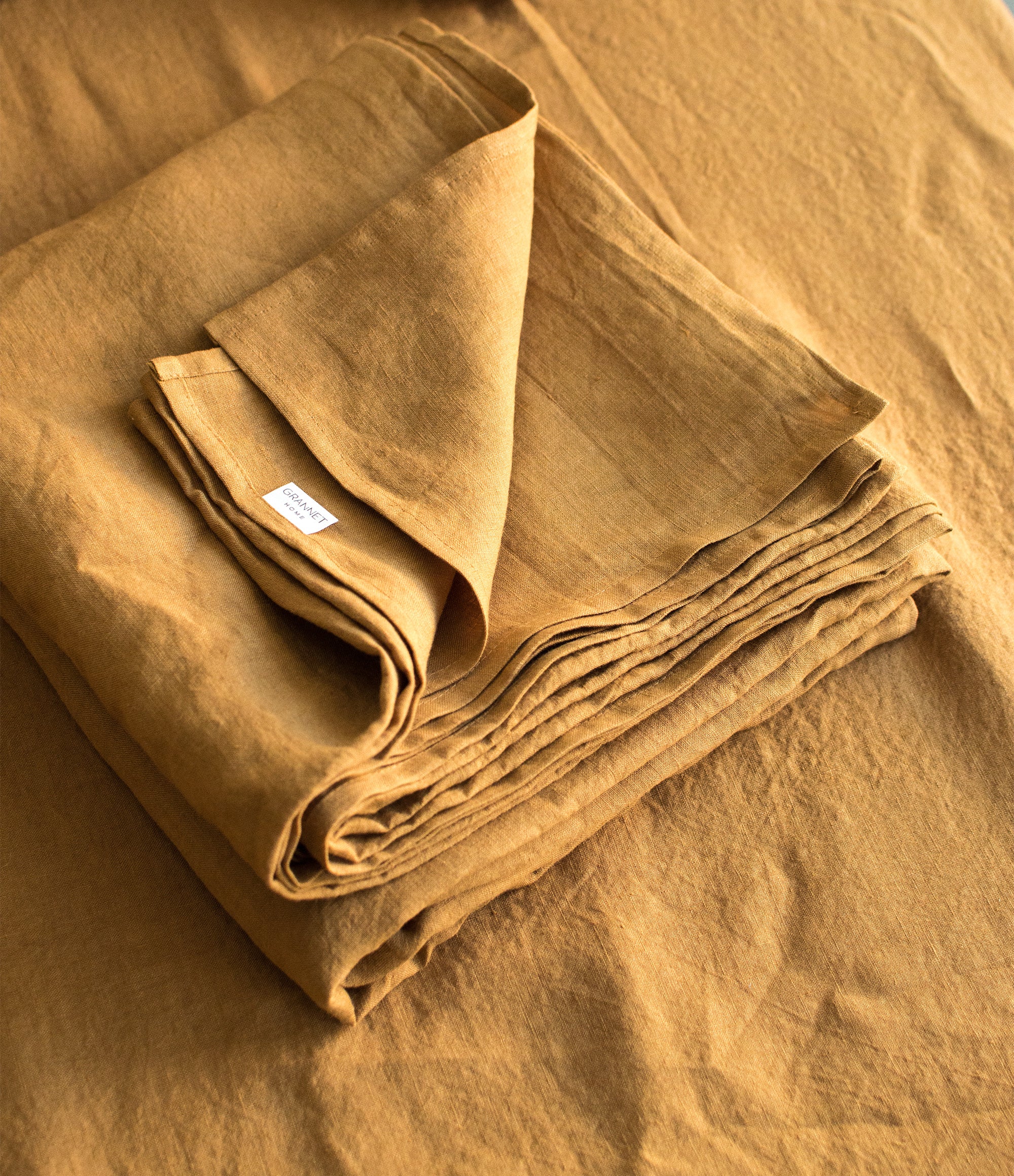Linen Flat Sheet in Mustard