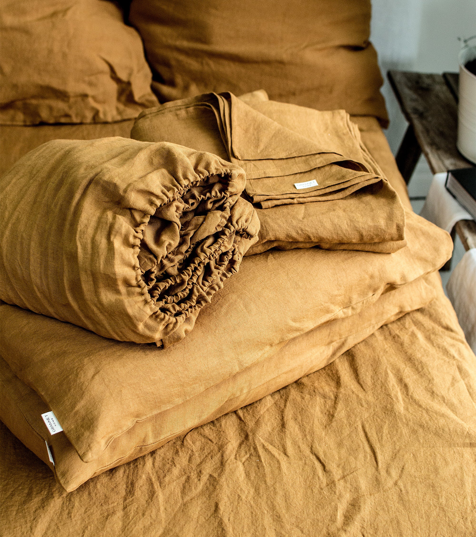 Linen Sheet Set in Mustard