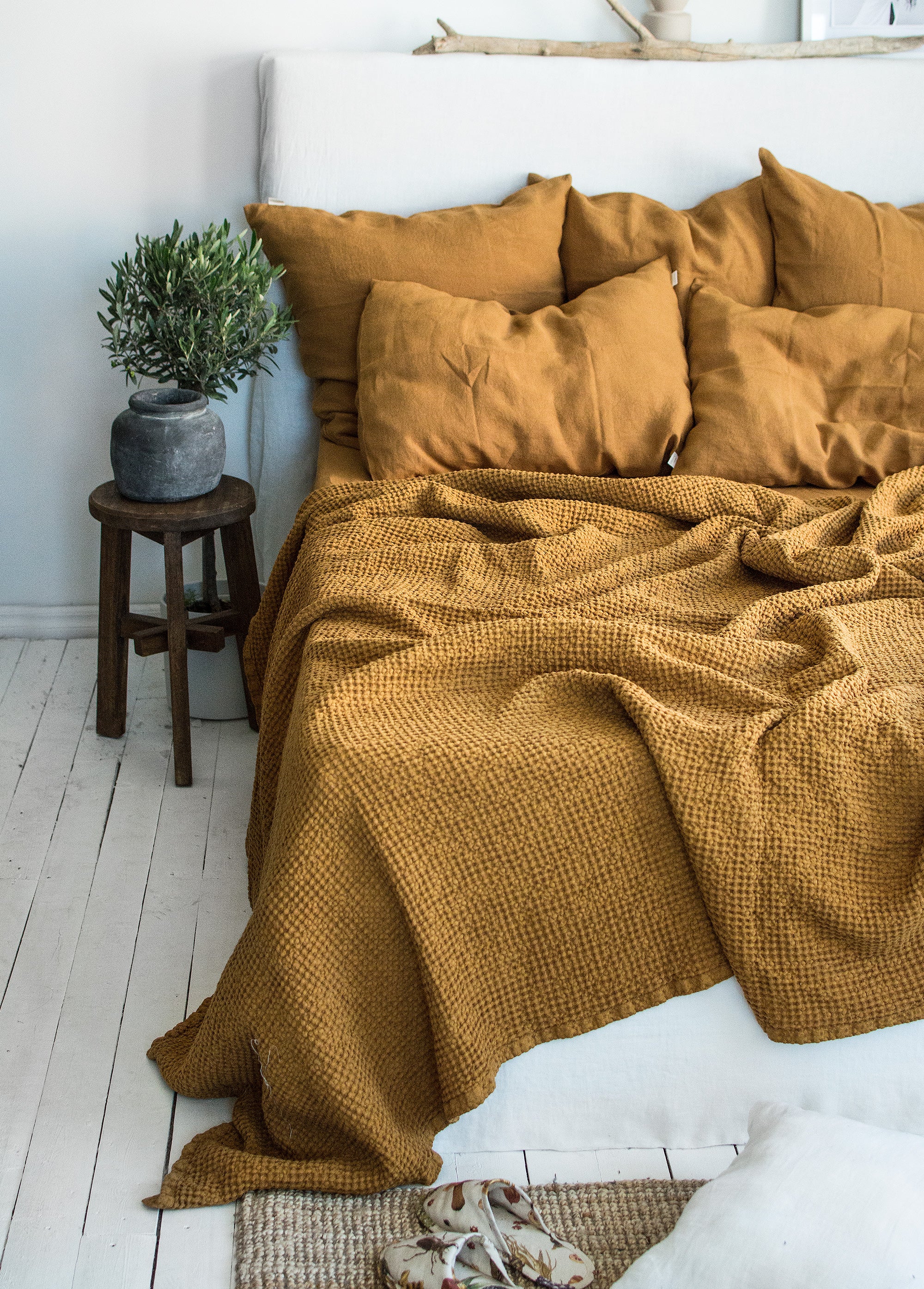 Waffle Blanket in Mustard