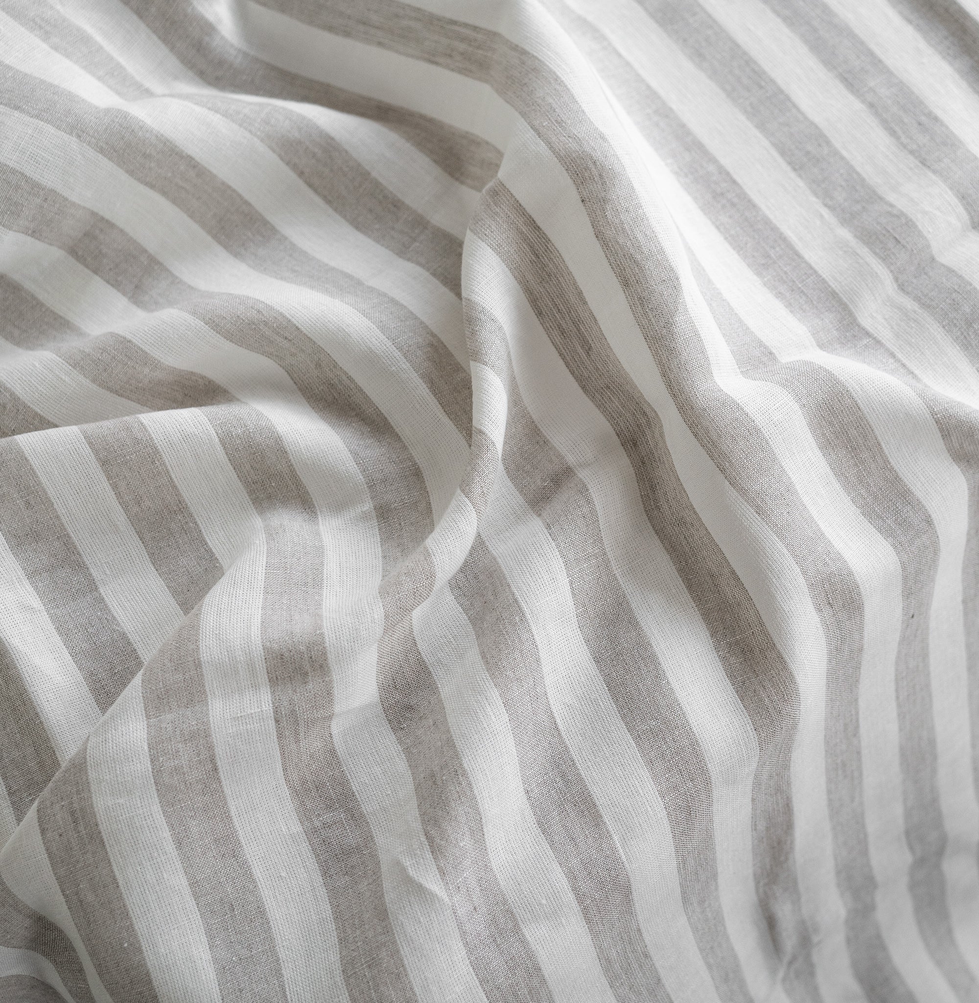 Linen Flat Sheet in Natural Stripes