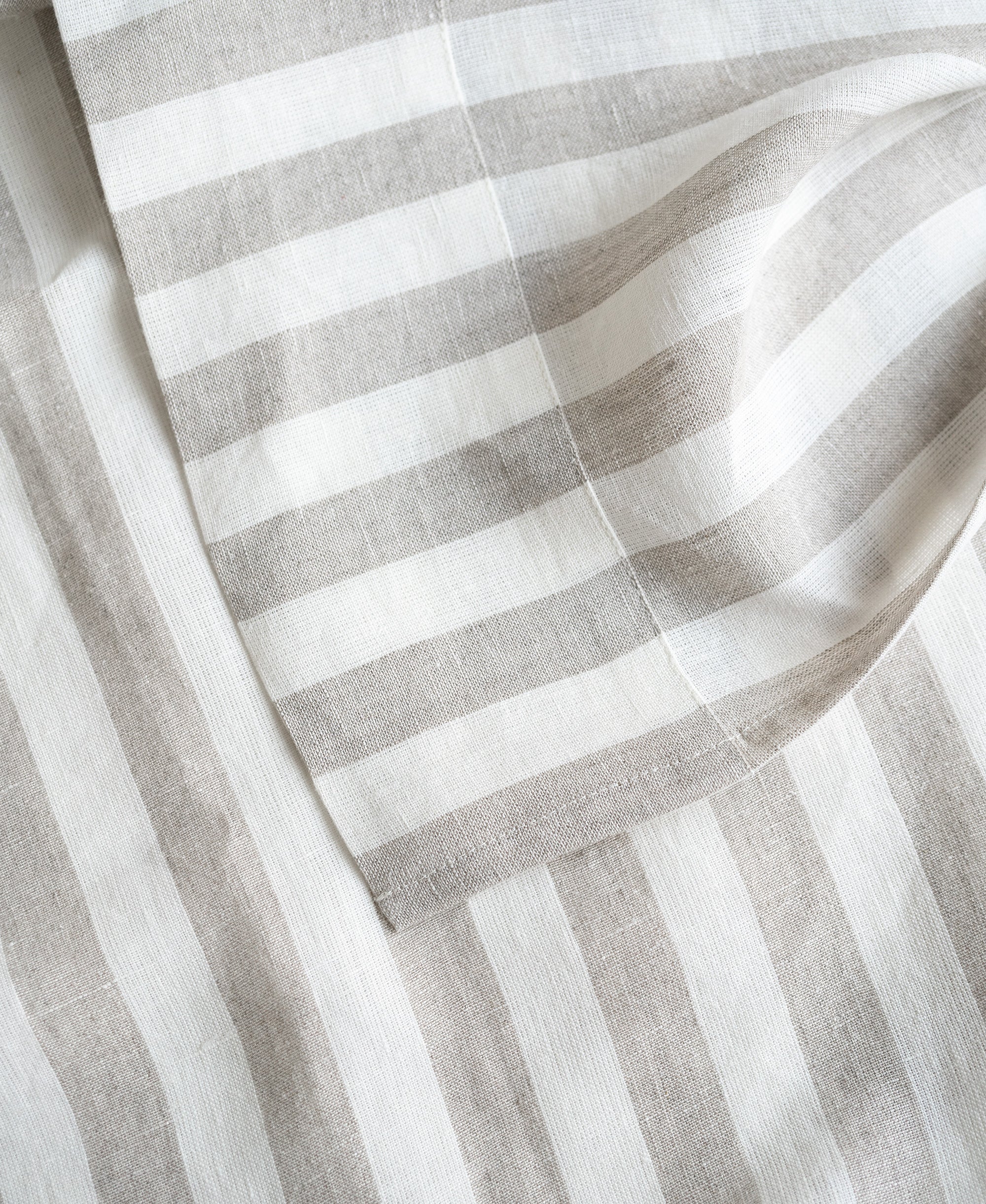 Linen Flat Sheet in Natural Stripes