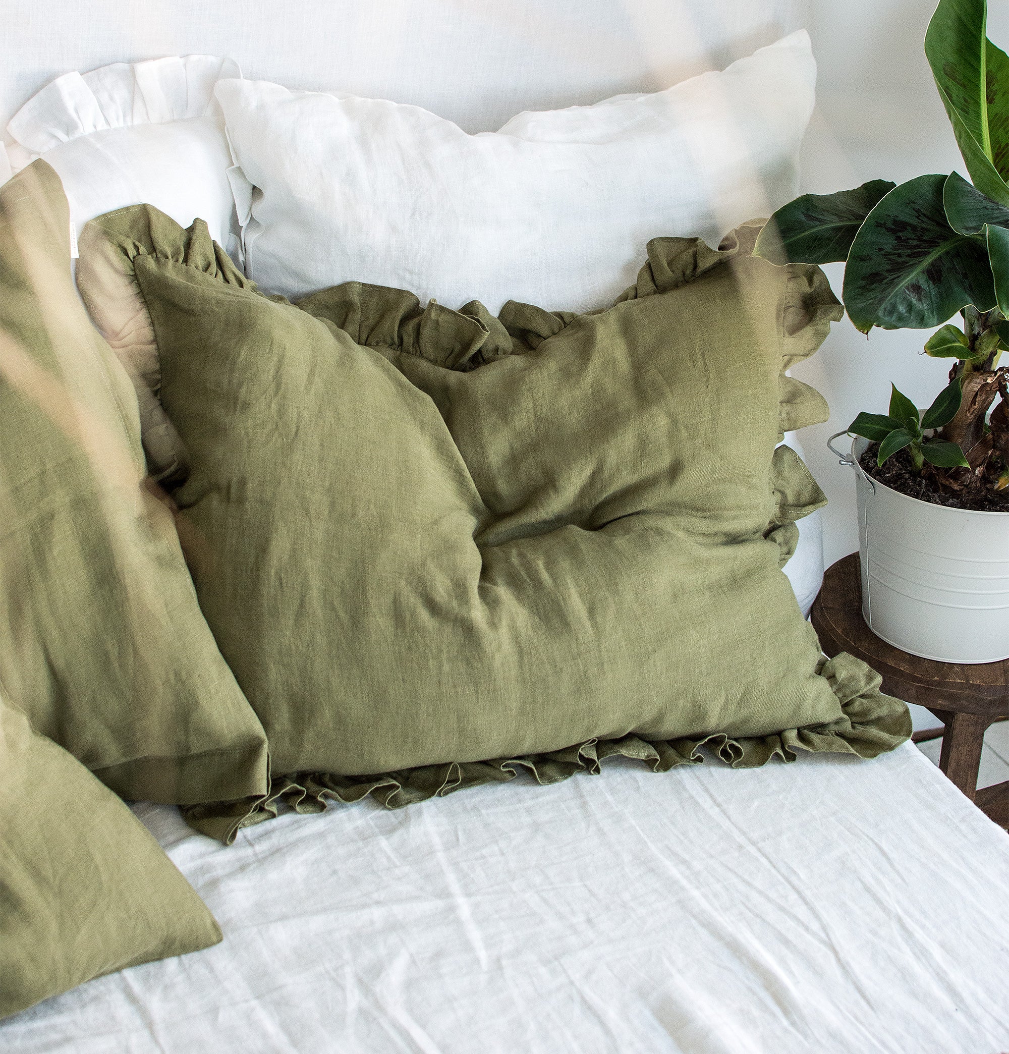 Ruffled Linen Pillowcase