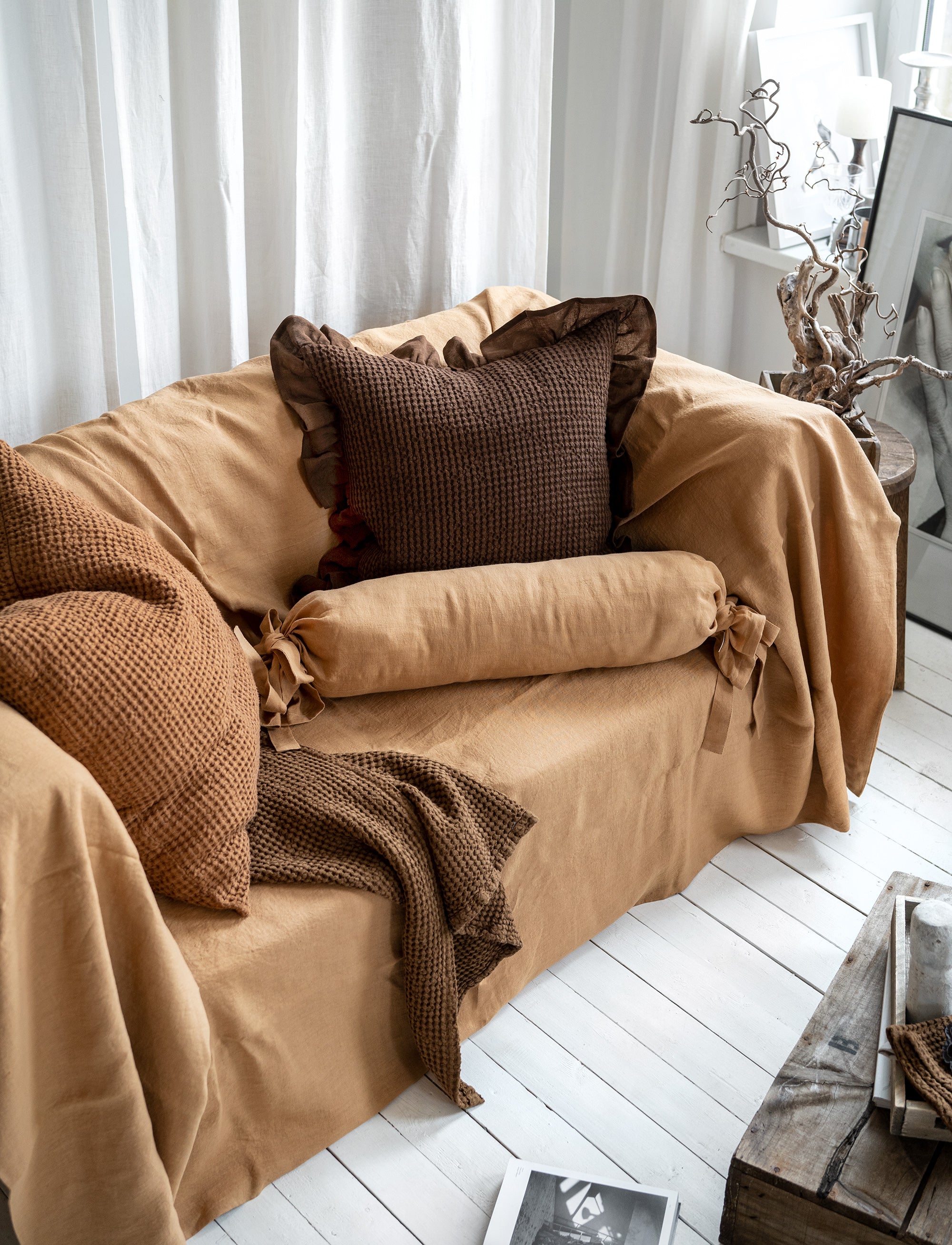 Ruffled Waffle Linen Pillowcase