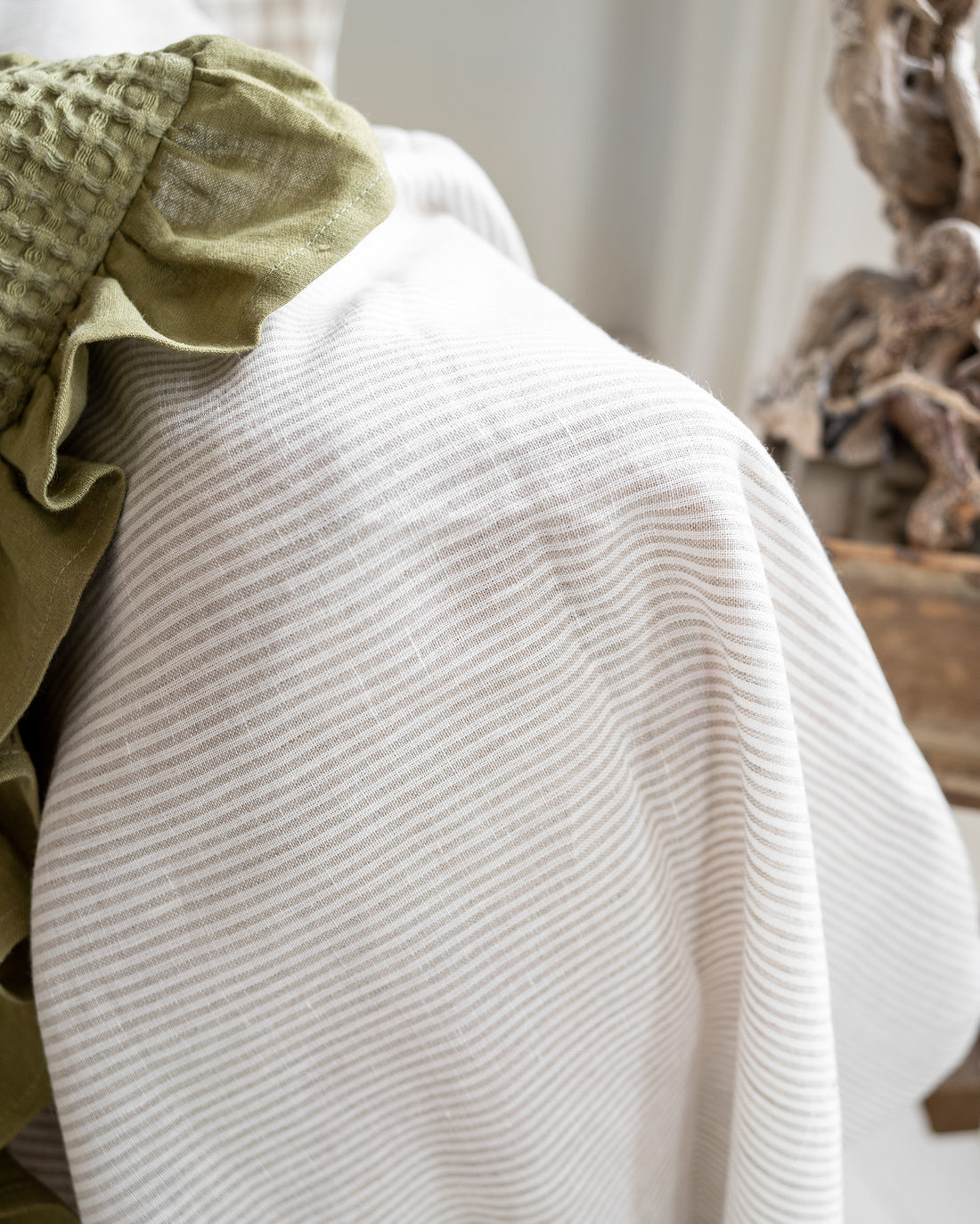 Linen Couch Cover in Pinstripe