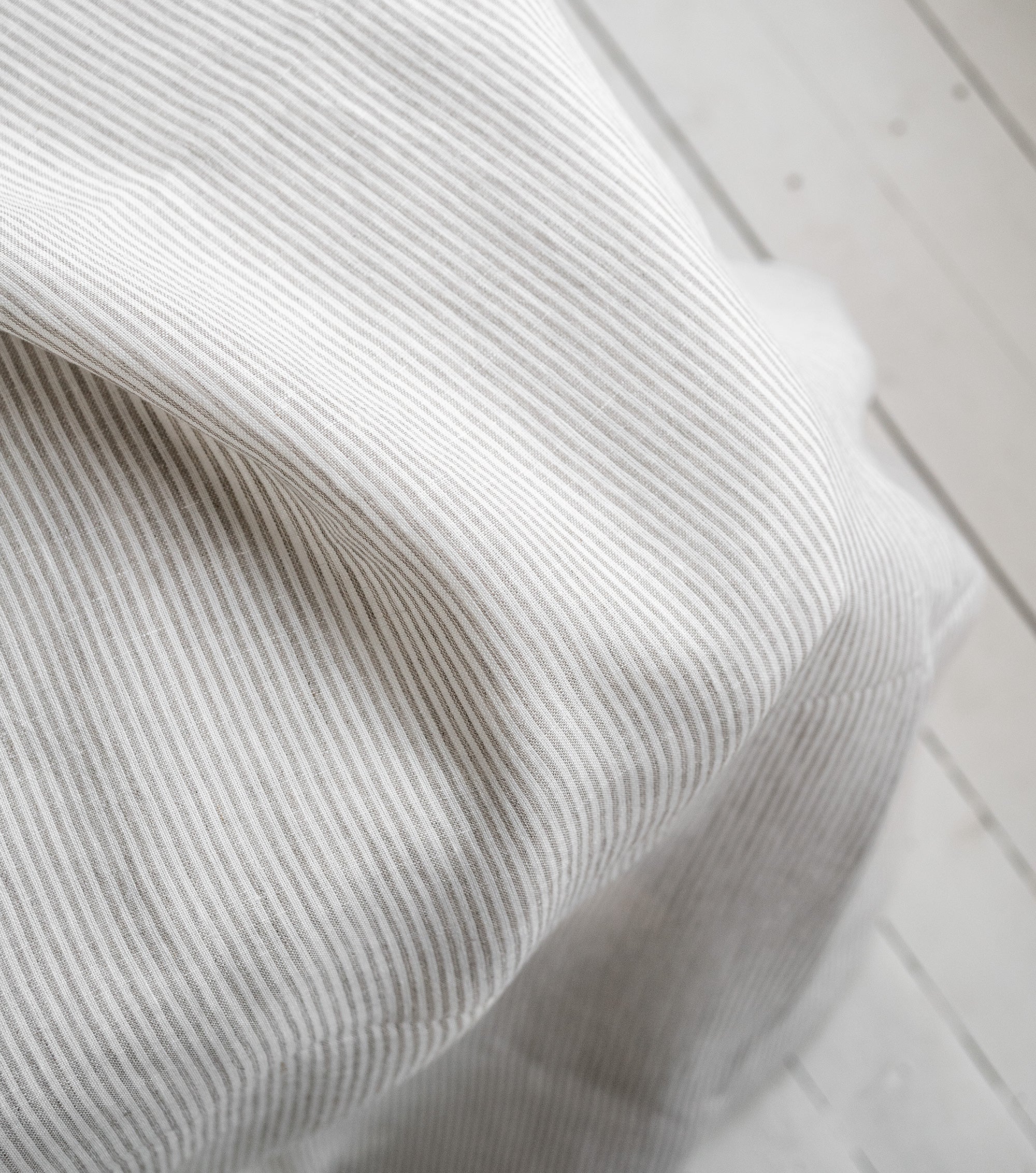 Linen Pillowcase in Natural Pinstripes