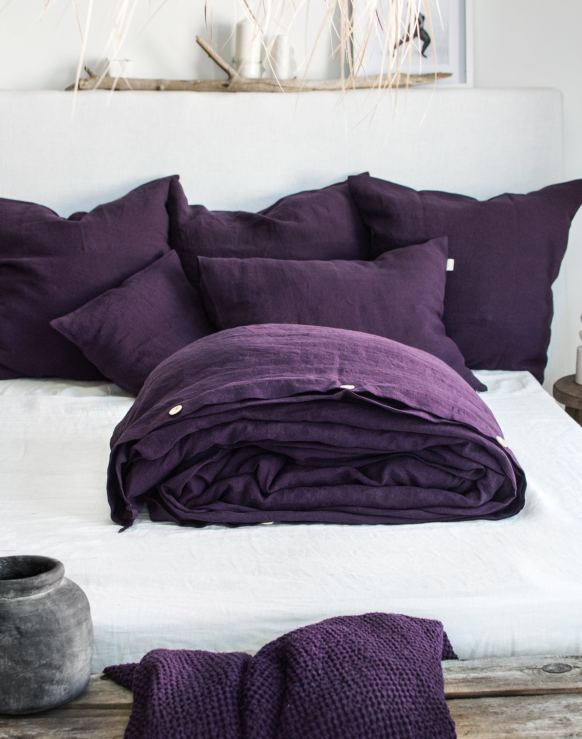 Linen Duvet Cover in Plum