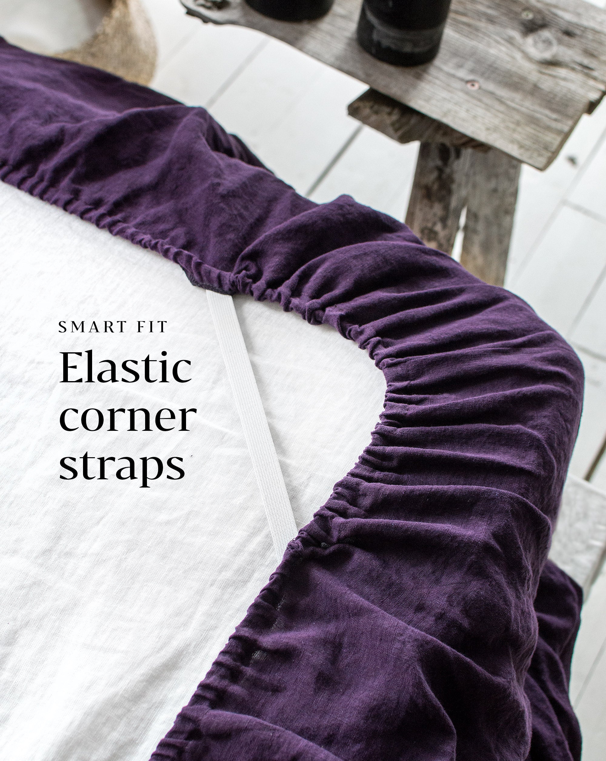 Linen Fitted Sheet in Plum