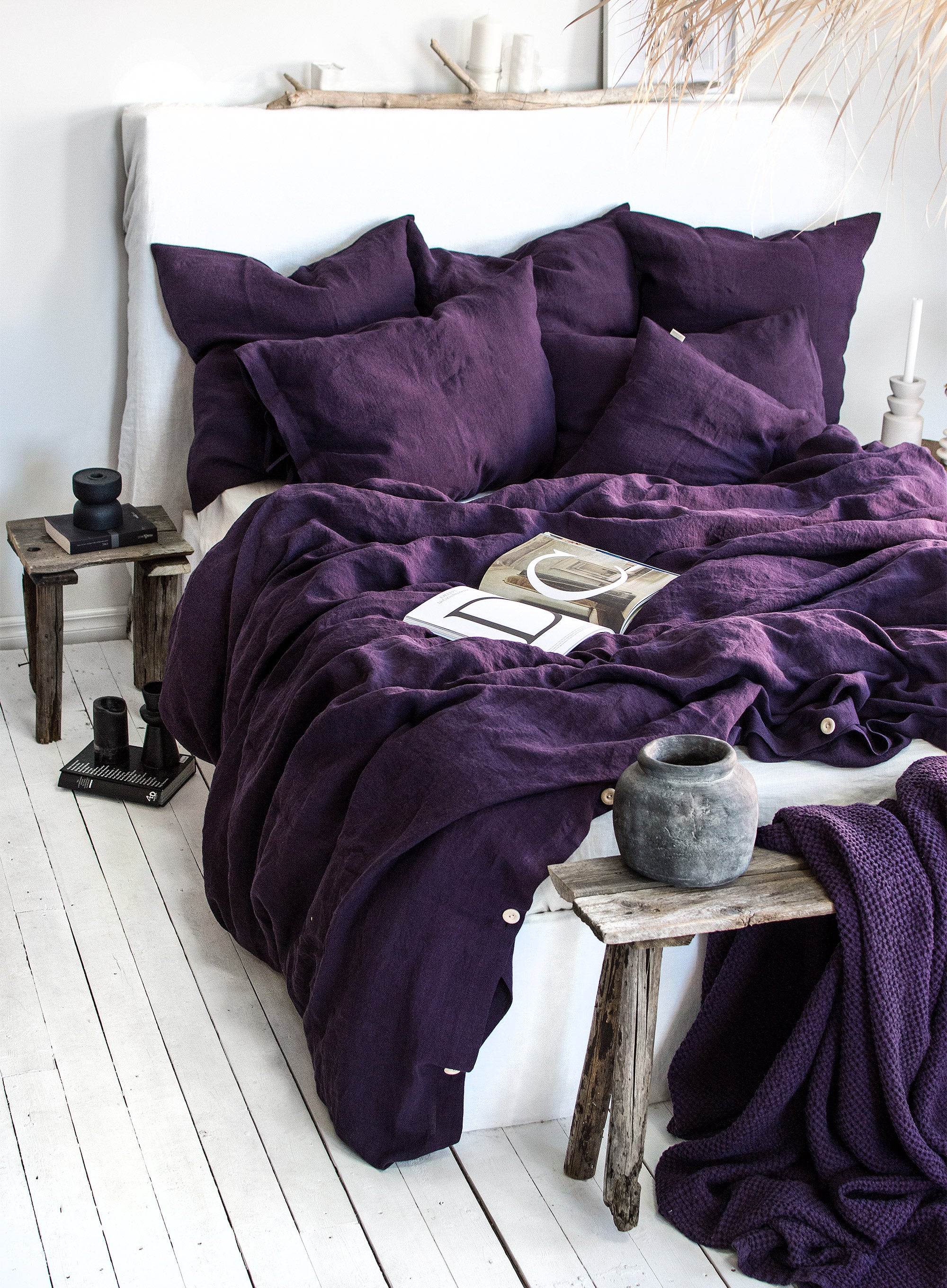 Linen Sheet Set in Plum