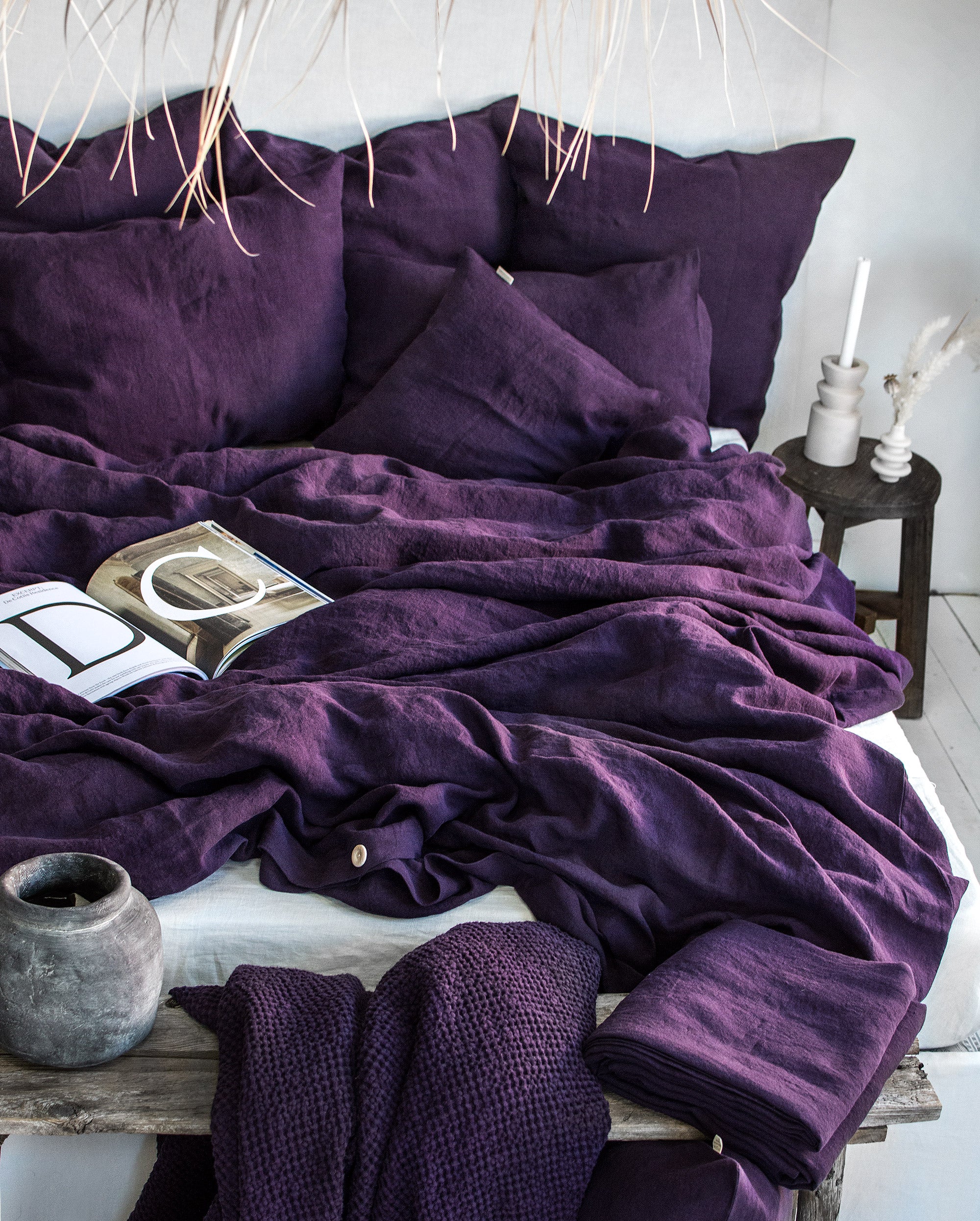 Linen Sheet Set in Plum
