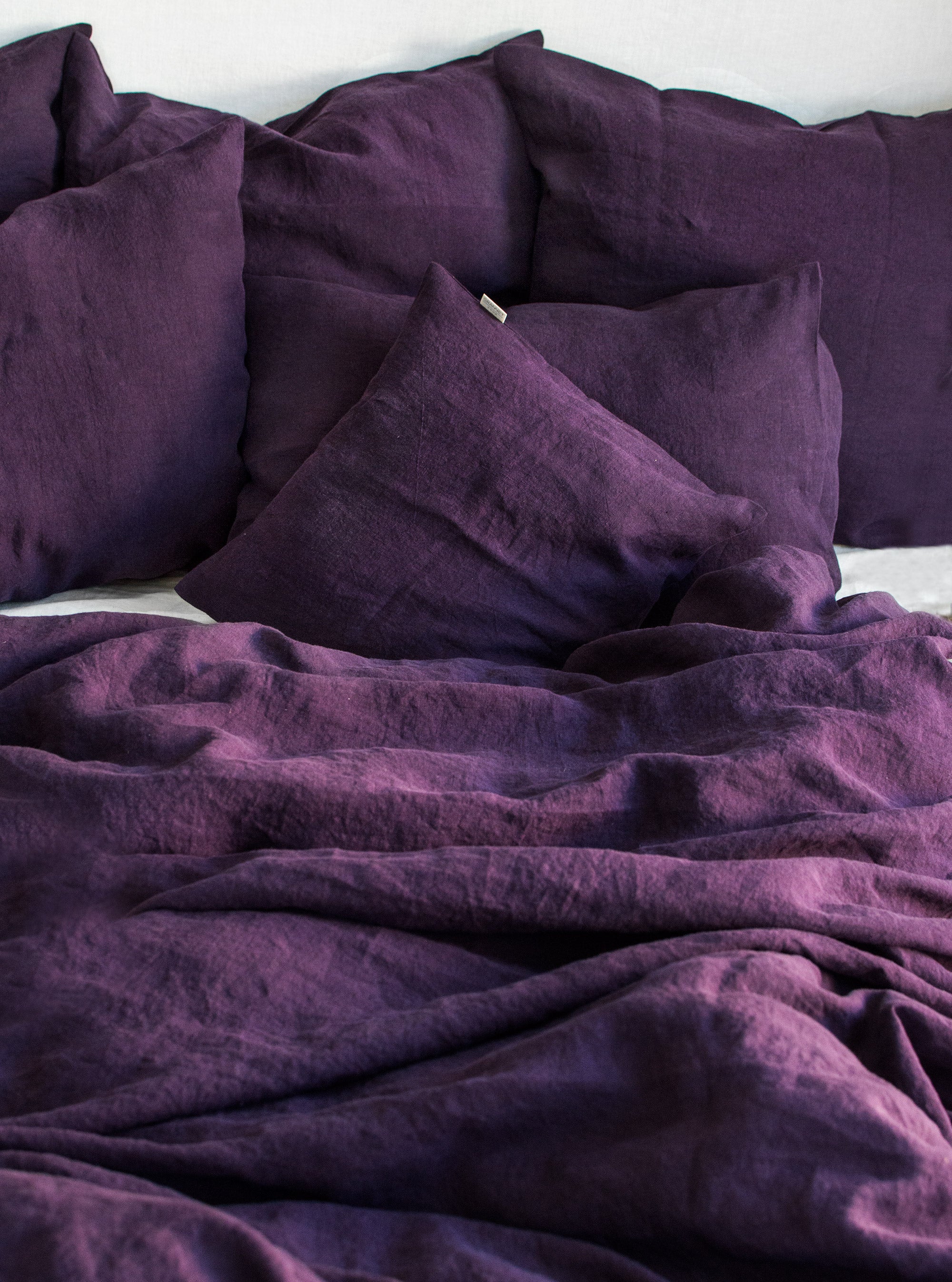 Linen Bedding Set in Plum - Duvet Cover & 2 Pillowcases