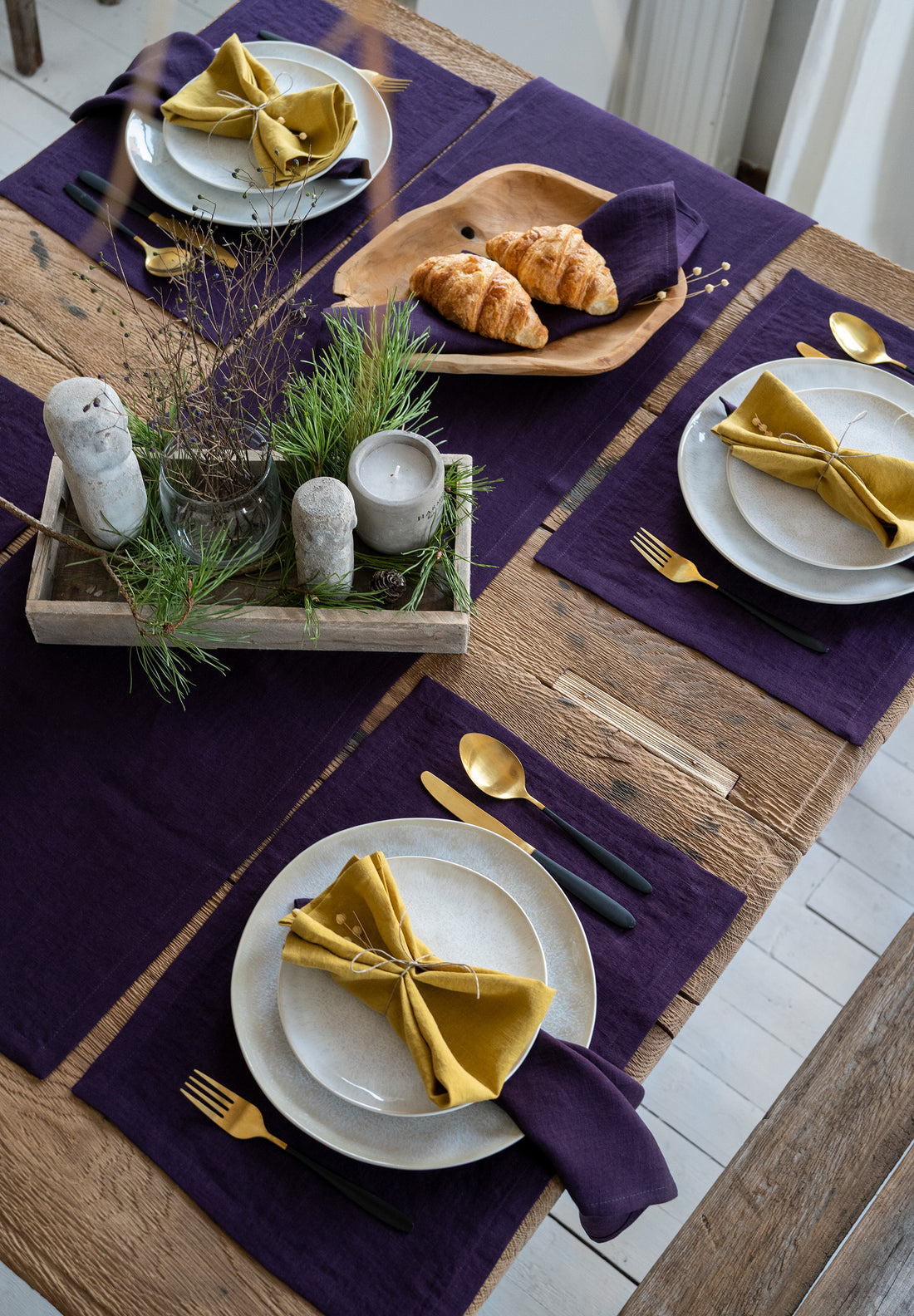 Linen Placemat with Miter Corners in Plum