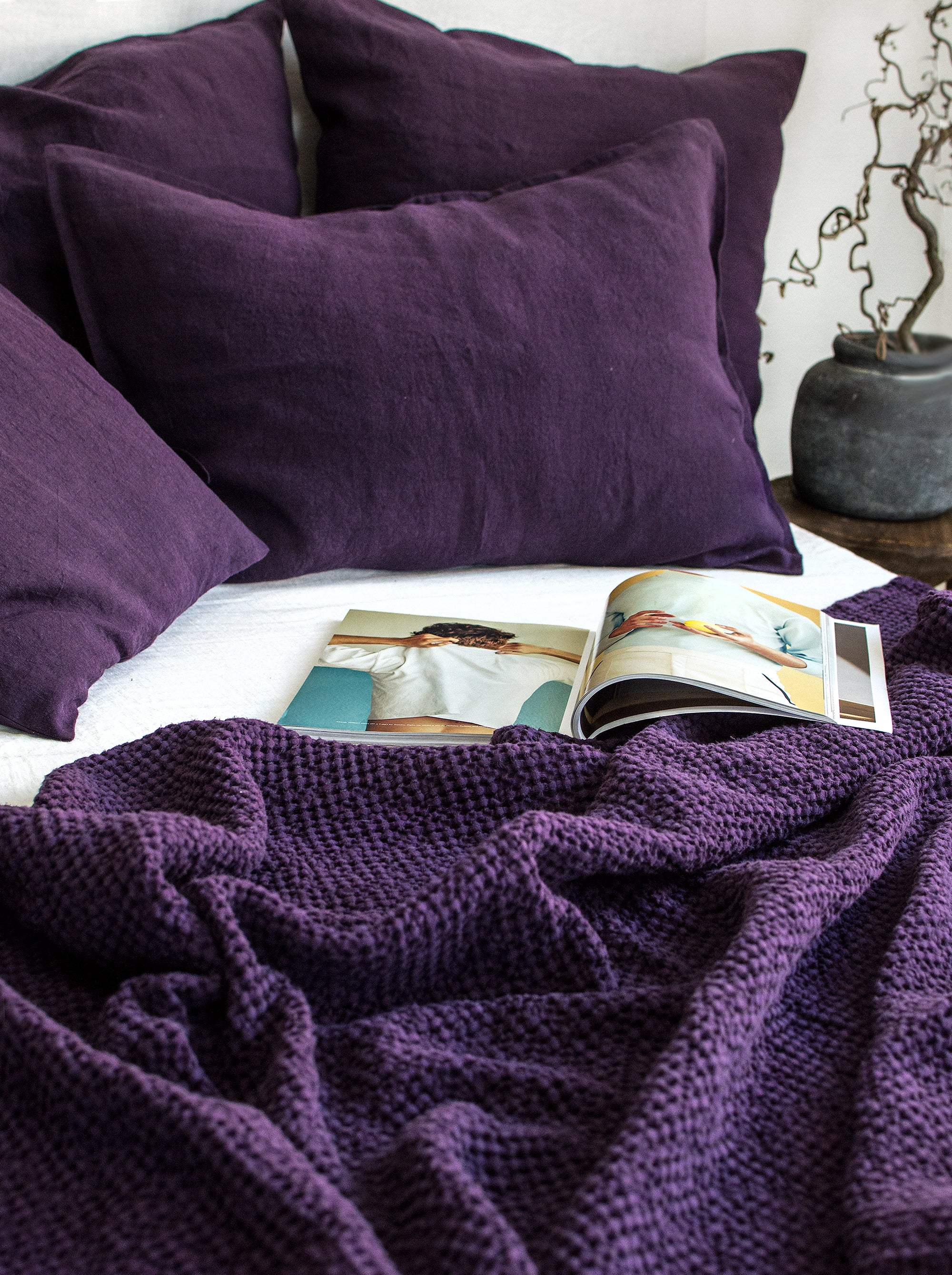Waffle Blanket in Plum