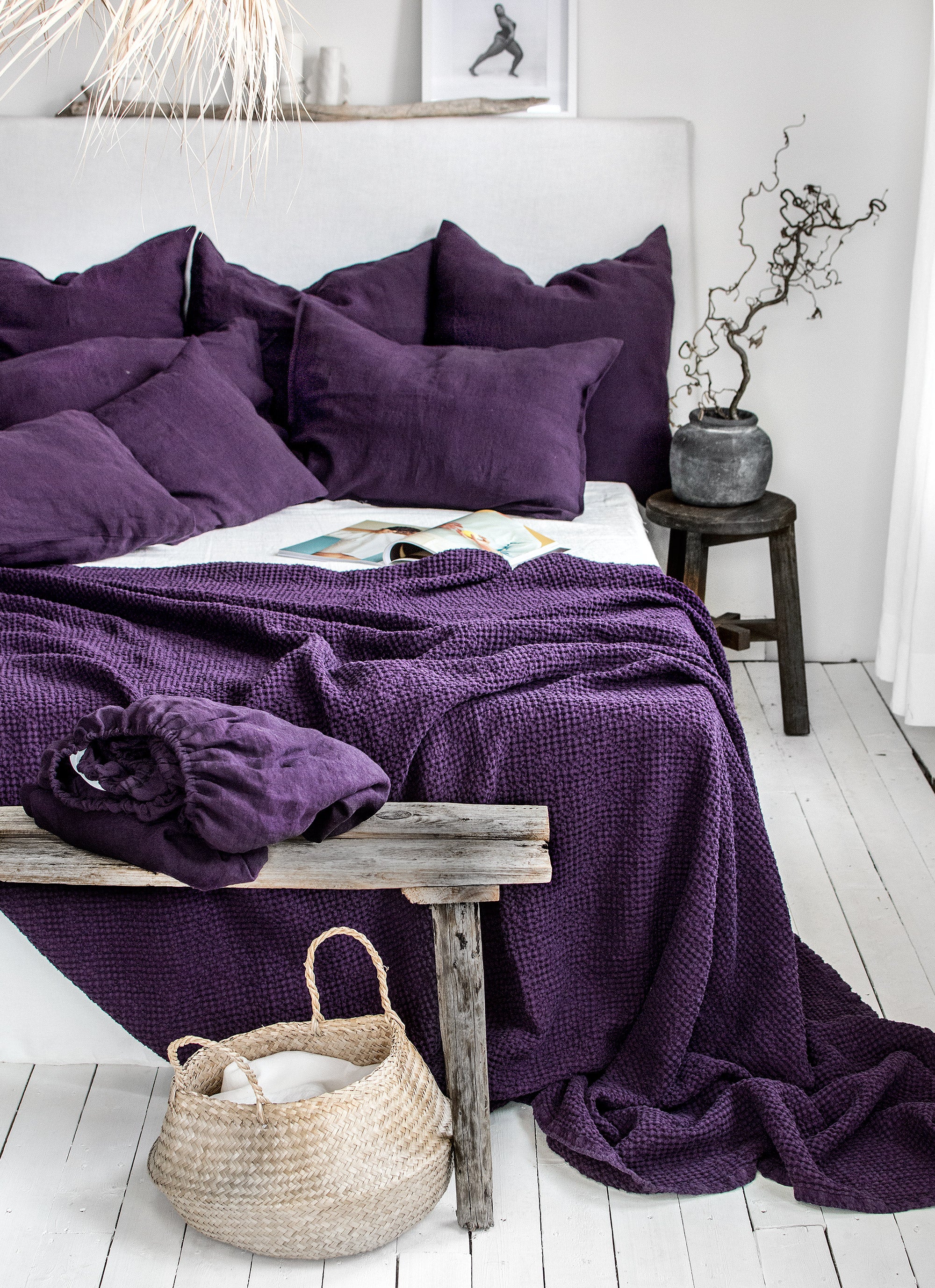 Waffle Blanket in Plum
