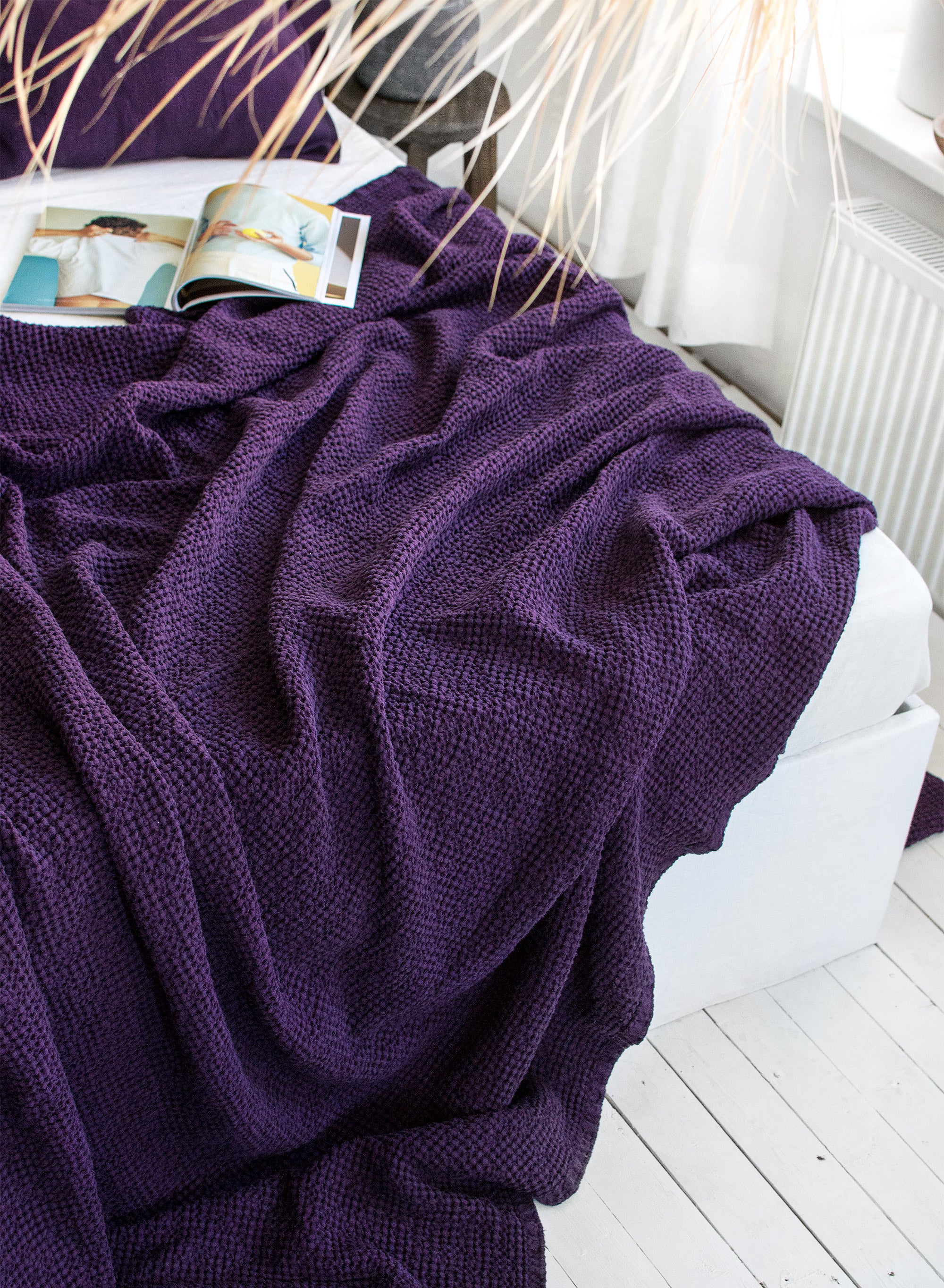 Waffle Blanket in Plum