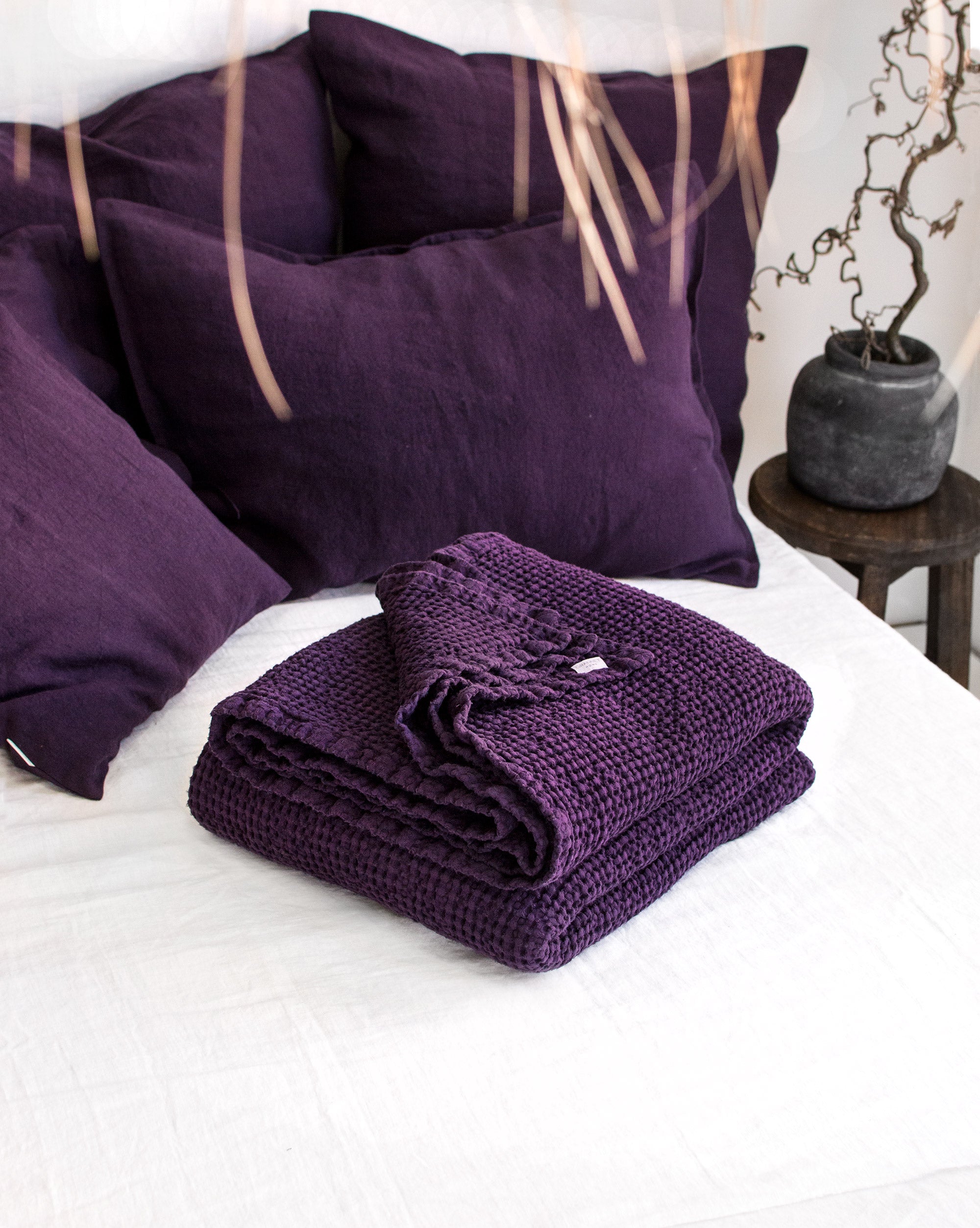 Waffle Blanket in Plum
