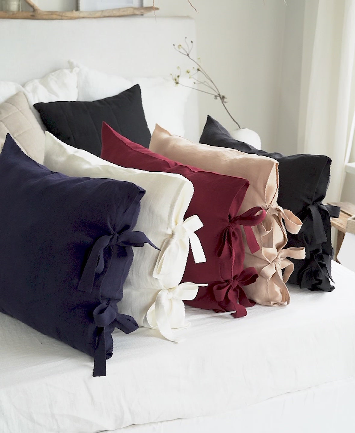 Linen Pillowcase with Ribbon Ties