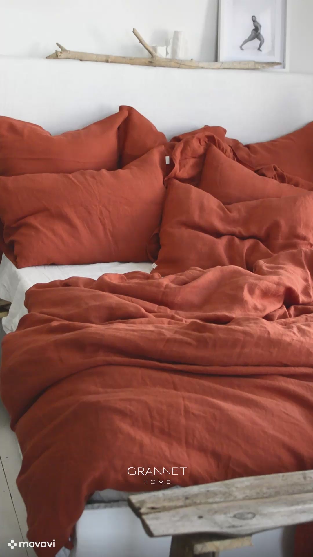Linen Fitted Sheet in Clay Red