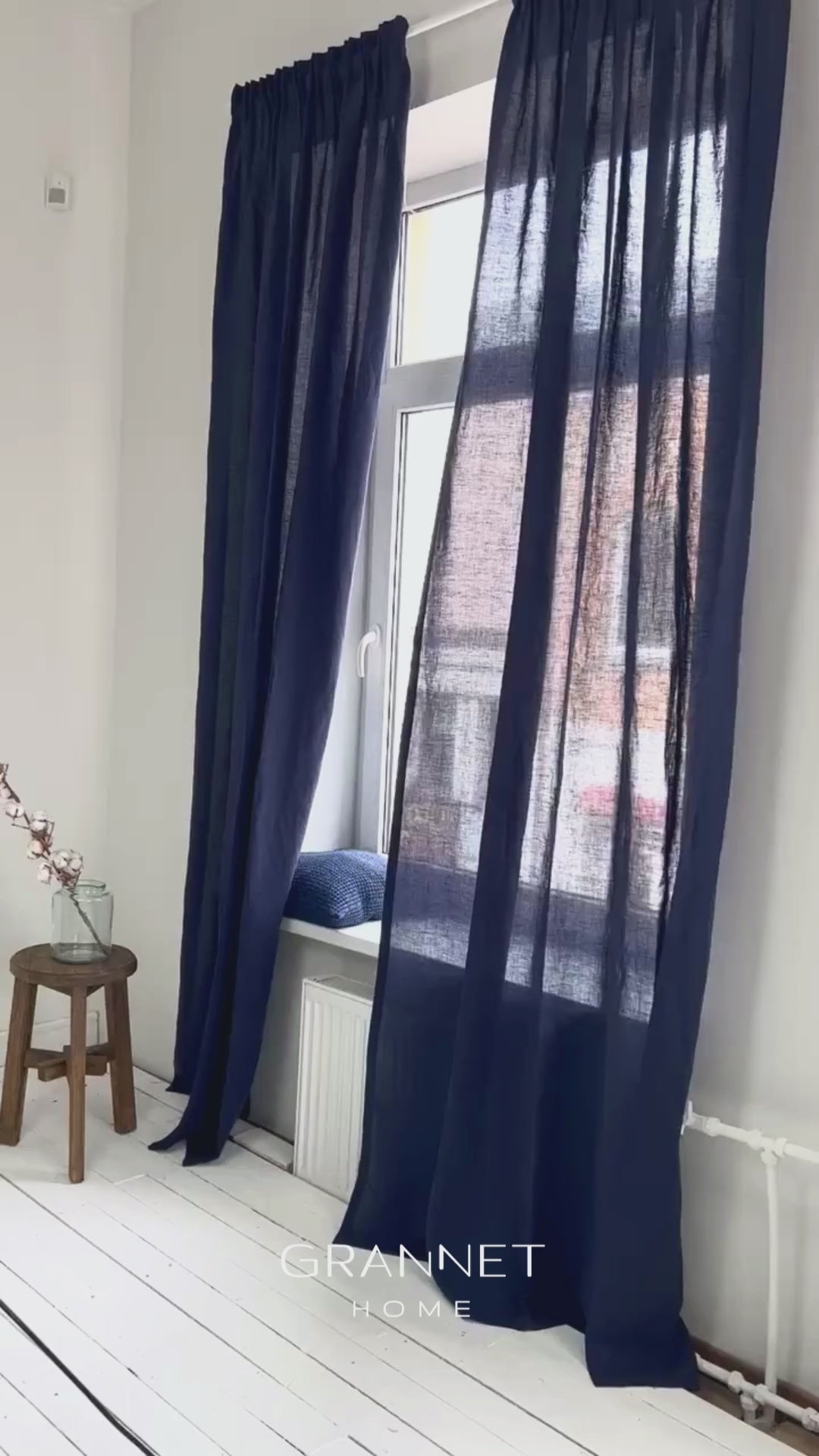Linen Curtains in Midnight Blue