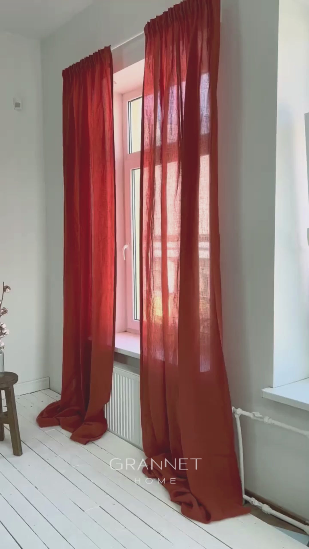 Linen Curtains in Clay Red