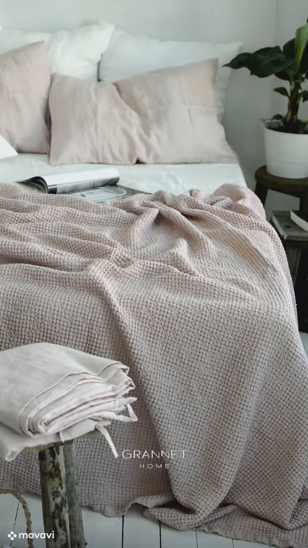 Waffle Blanket in Dusty Rose