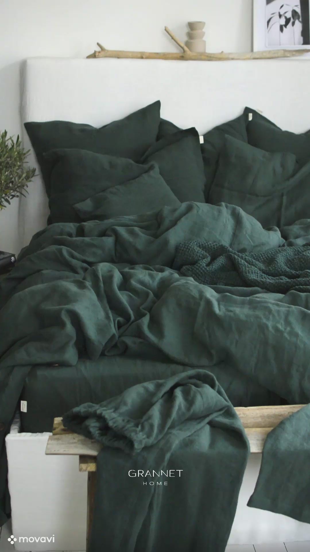 Linen Flat Sheet in Jungle Green