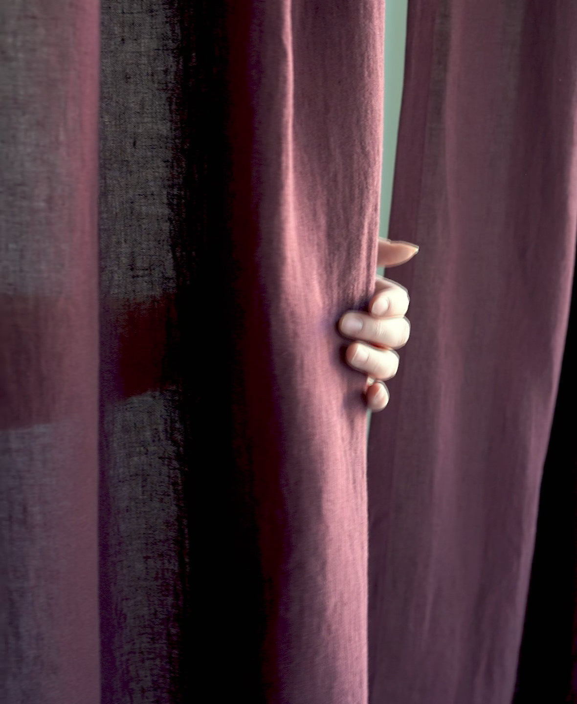 Tie Top Linen Curtains in Burgundy