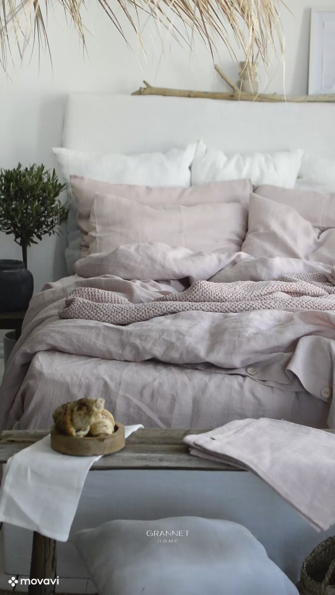 Linen Fitted Sheet in Dusty Rose