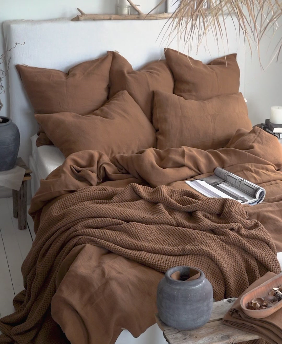 Linen Bedding Set in Tobacco - Duvet Cover & 2 Pillowcases