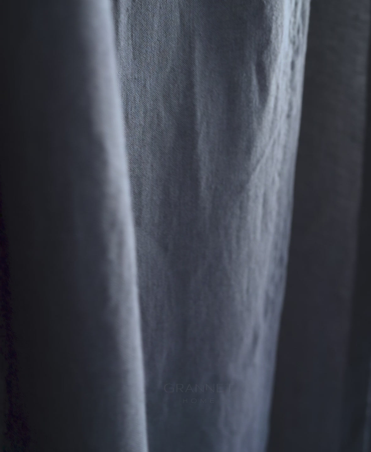 Tie Top Linen Curtains in Graphite Blue